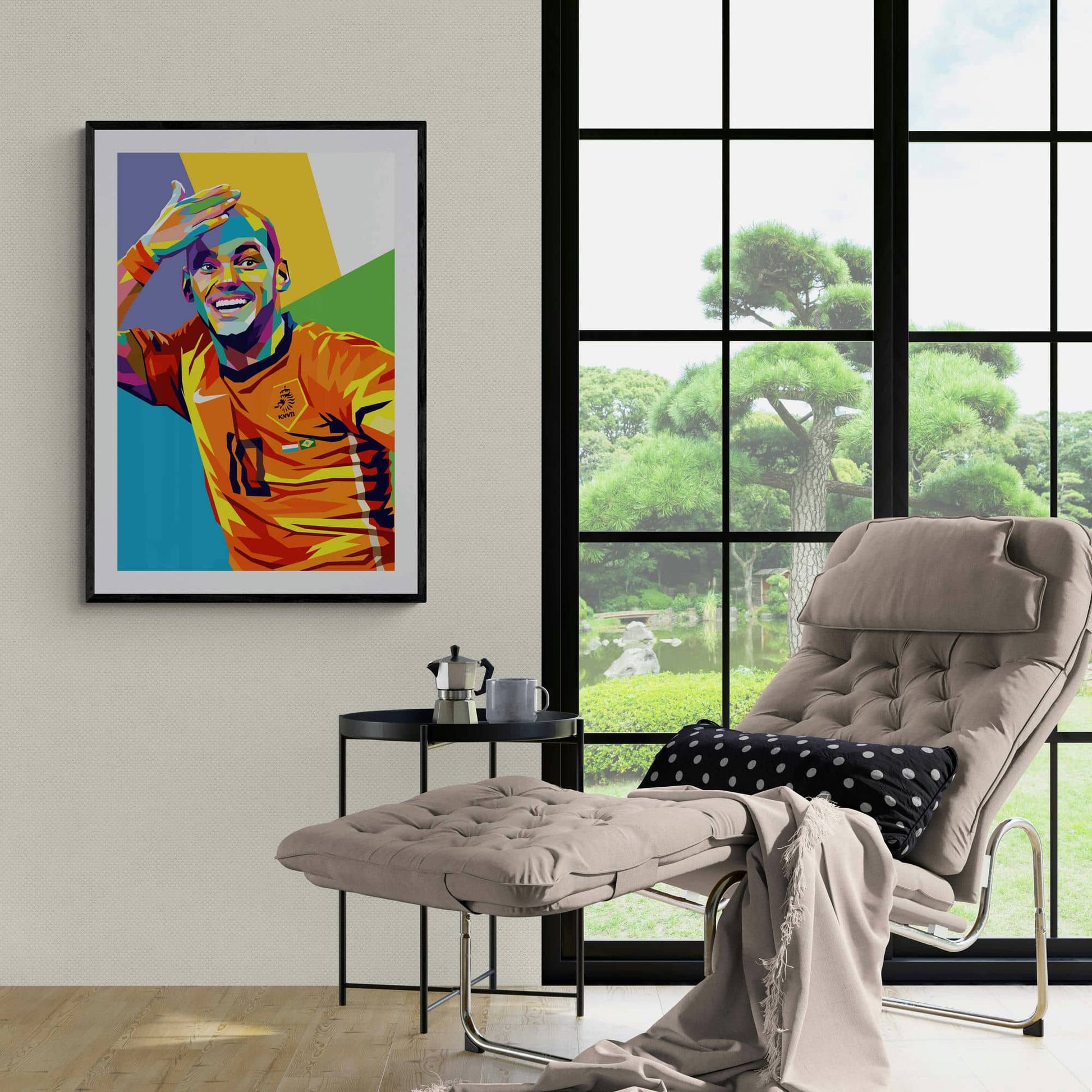 Wesley Sneijder | Poster Pop Art Stijl | Kleurrijke Muurdecoratie | Voetbal Legende Kunst | Wanddecoratie
