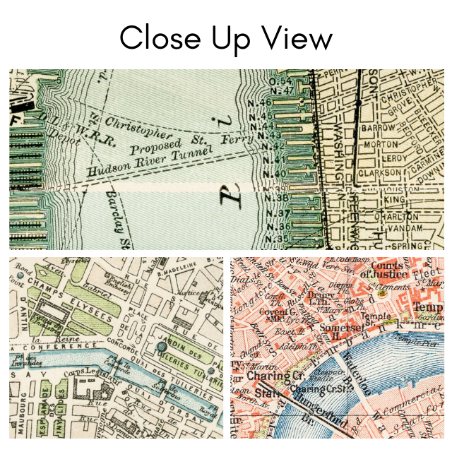 Vintage City Maps | Retroposter Muurdecoratie | Stadsontwerp Schilderijen | Retro Cartografie Kunst