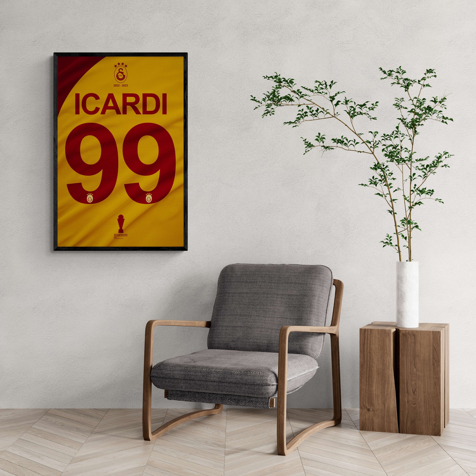 Icardi | Nummer 99 | Muurdecoratie | Voetballer Poster | Wanddecoratie | Canvas Kunst