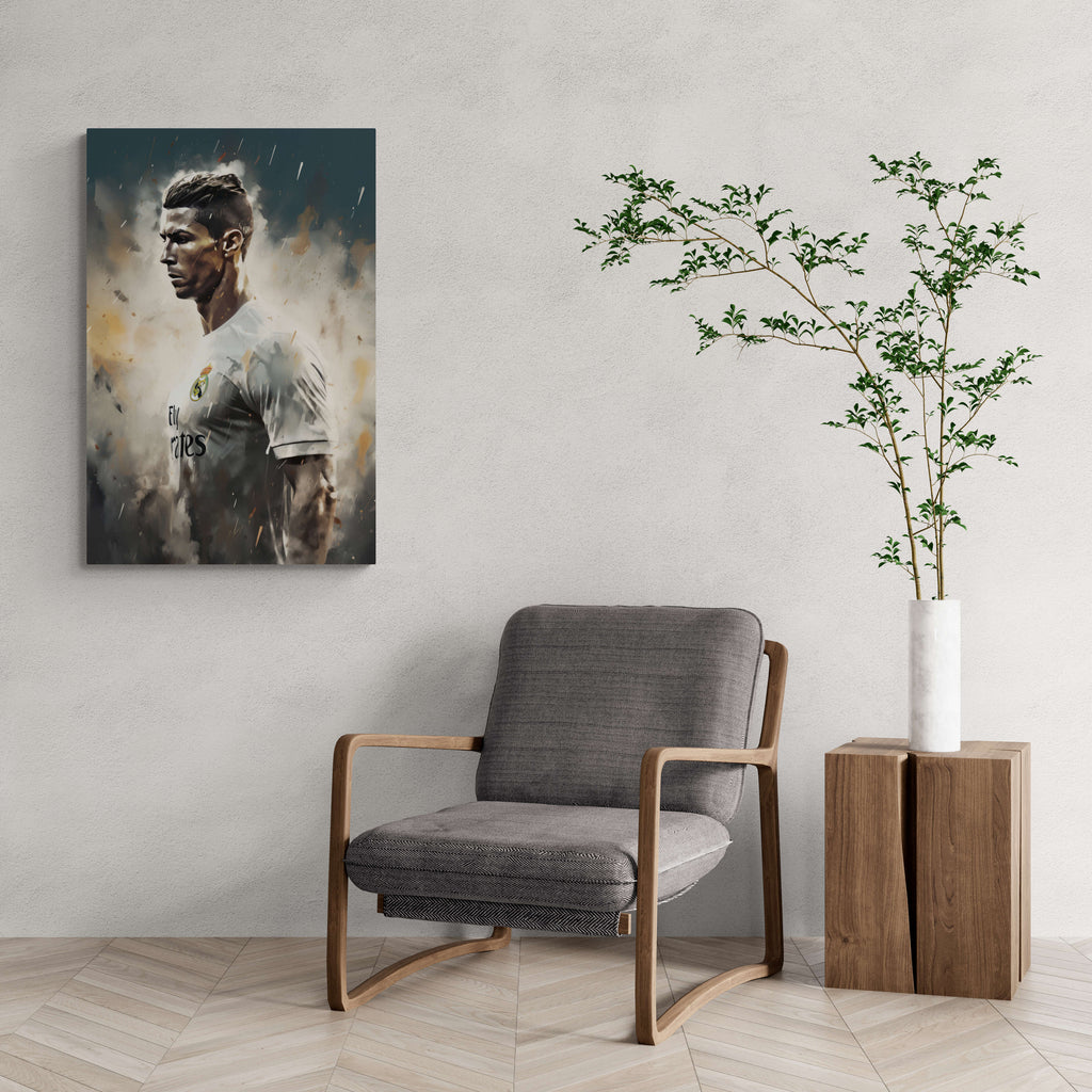 Cristiano Ronaldo | Abstracte Muurdecoratie | Regen Kunst Poster | Voetbal Wanddecoratie | Modern Schilderij