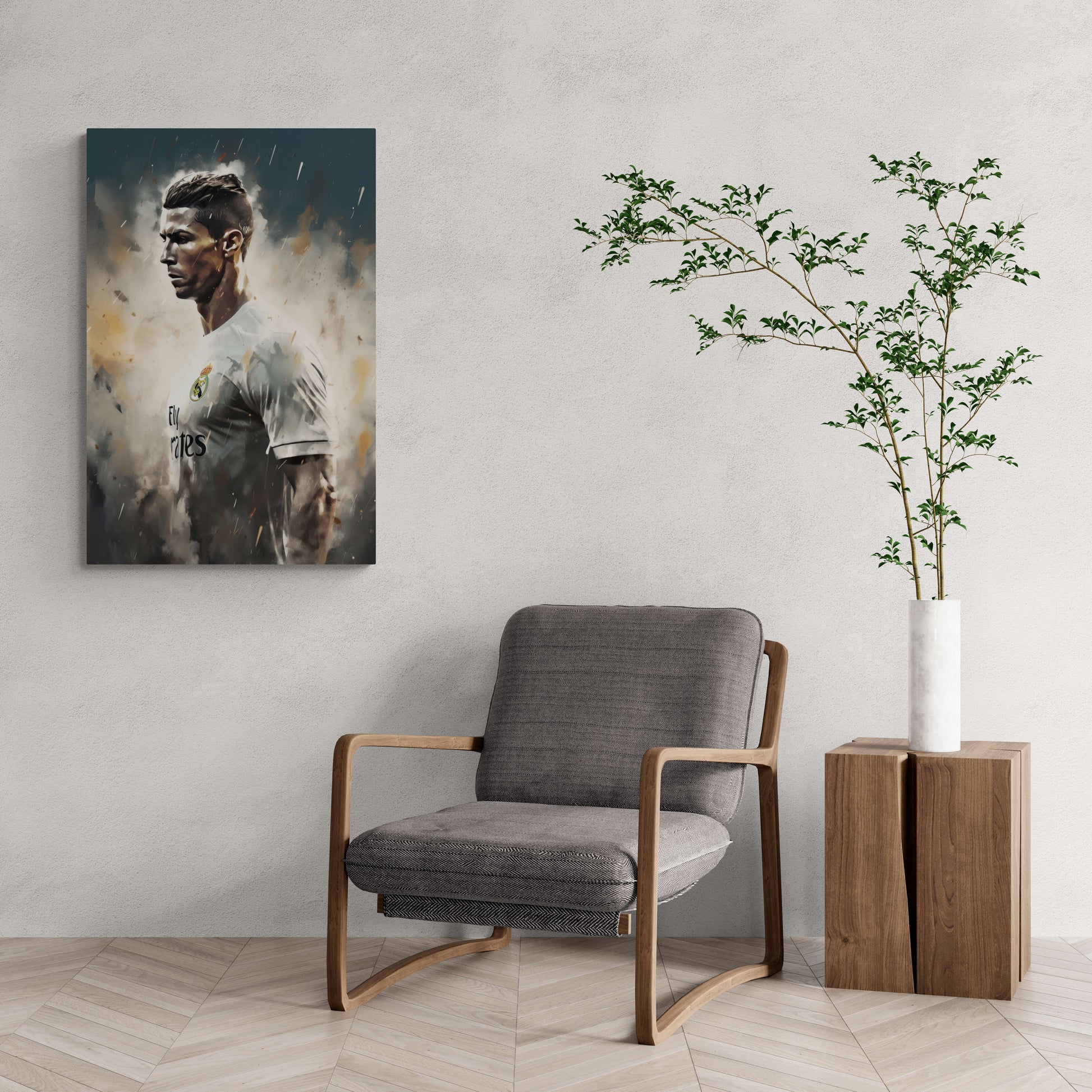 Cristiano Ronaldo | Abstracte Muurdecoratie | Regen Kunst Poster | Voetbal Wanddecoratie | Modern Schilderij