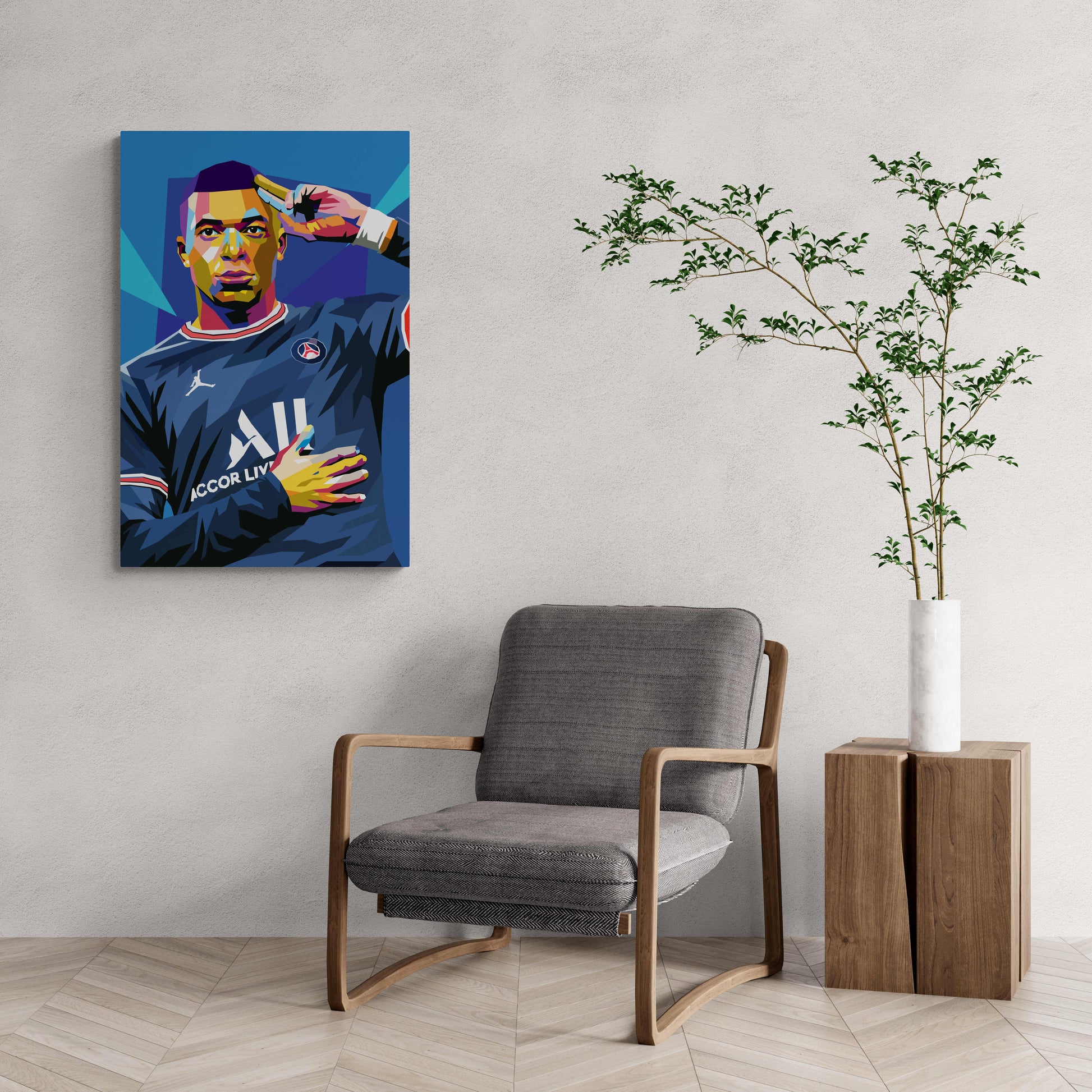 Kylian Mbappe Pop Art | Voetbal Ster Wanddecoratie | Muurdecoratie | Poster | Sport Design | Thuisdecoratie