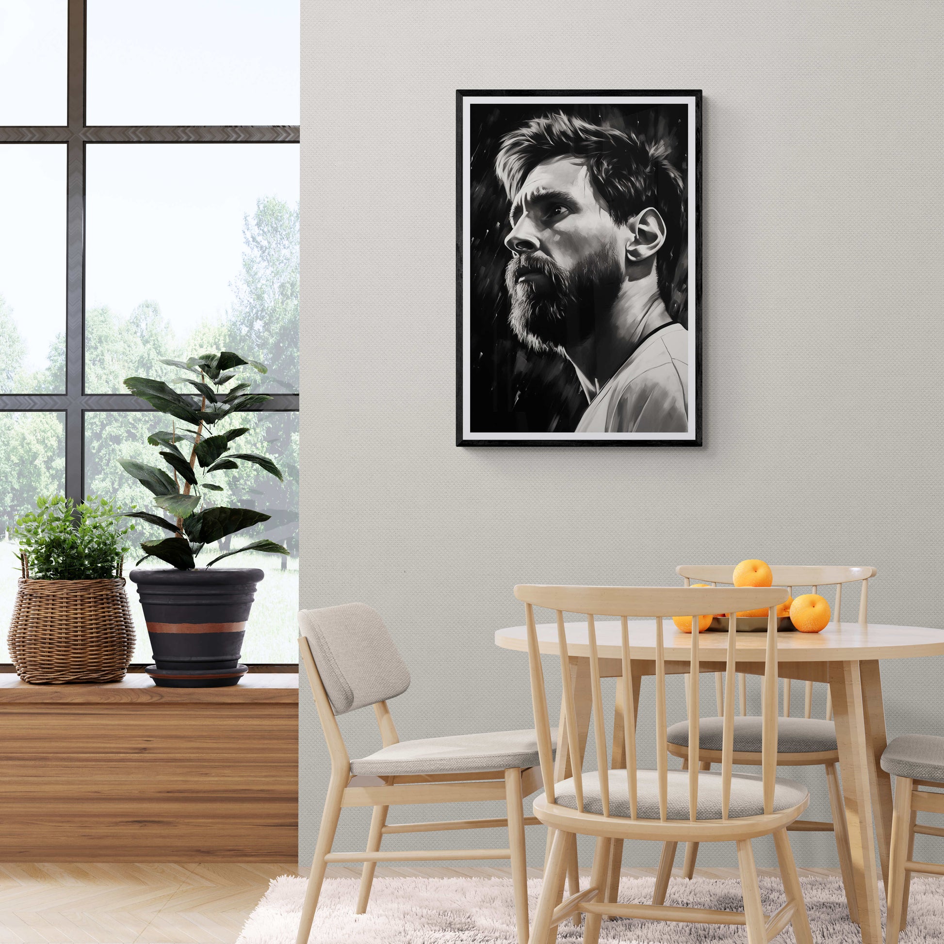 Lionel Messi Poster | Muurdecoratie Voetbalicoon | Zwart-Wit Wanddecoratie | Posters Premium Kwaliteit | Huis Decor