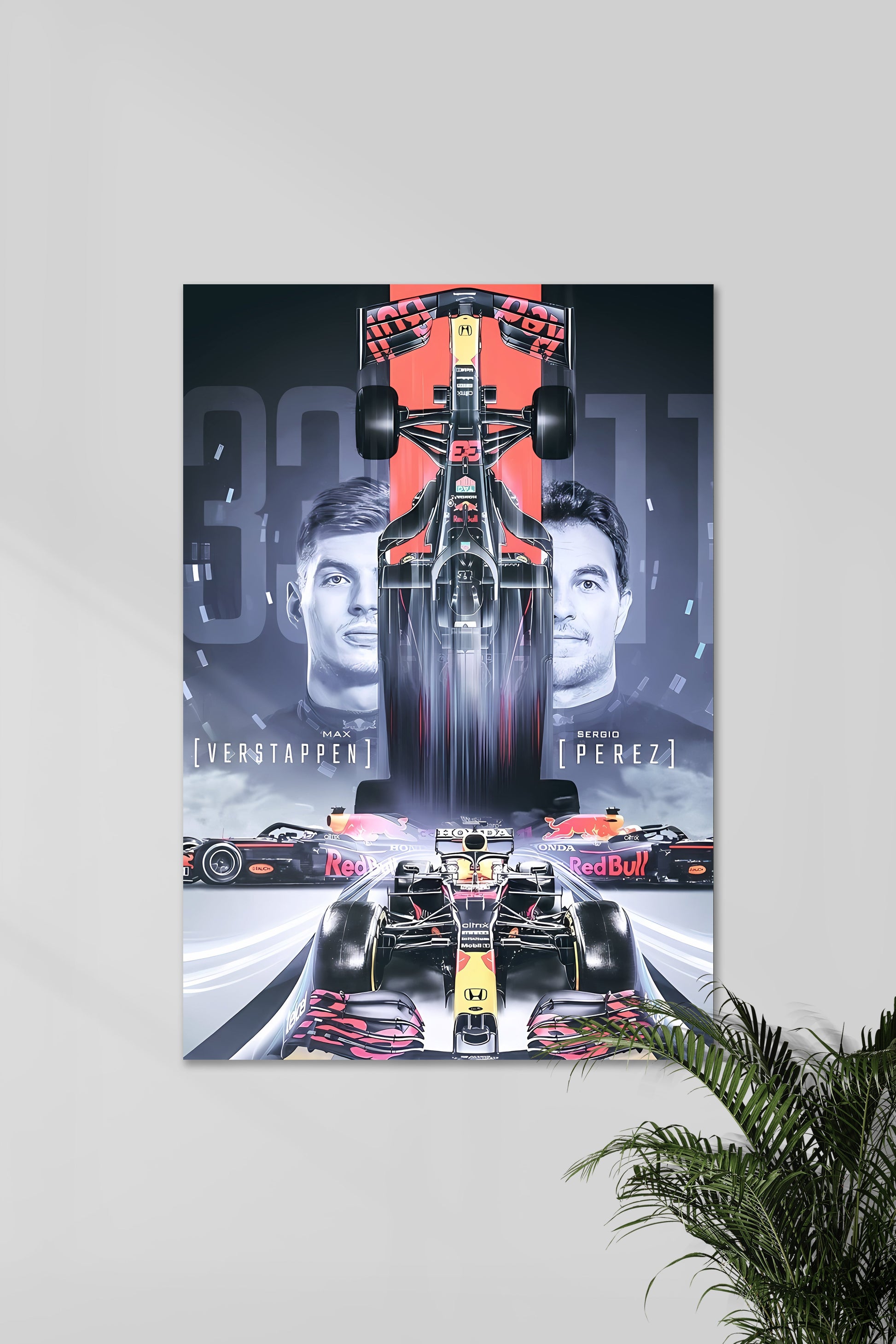 Max Verstappen vs Sergio Perez Wanddecoratie | Formula One Muurdecoratie | F1 Posters | Canvas Kunst