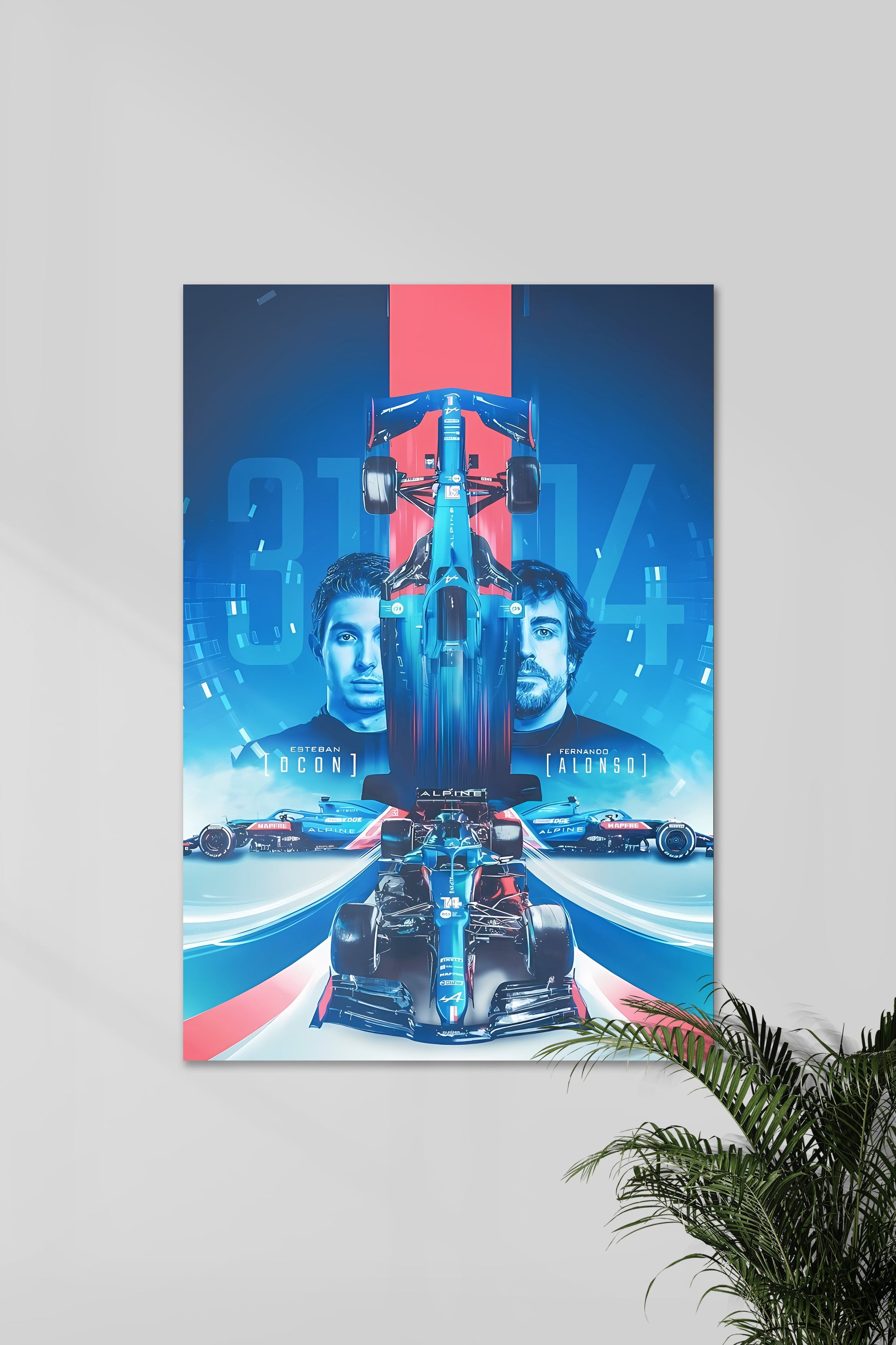 Esteban ocon vs Fernando alonso | F1 Muurdecoratie | Wanddecoratie | Posters | Schilderijen | Canvas Kunst