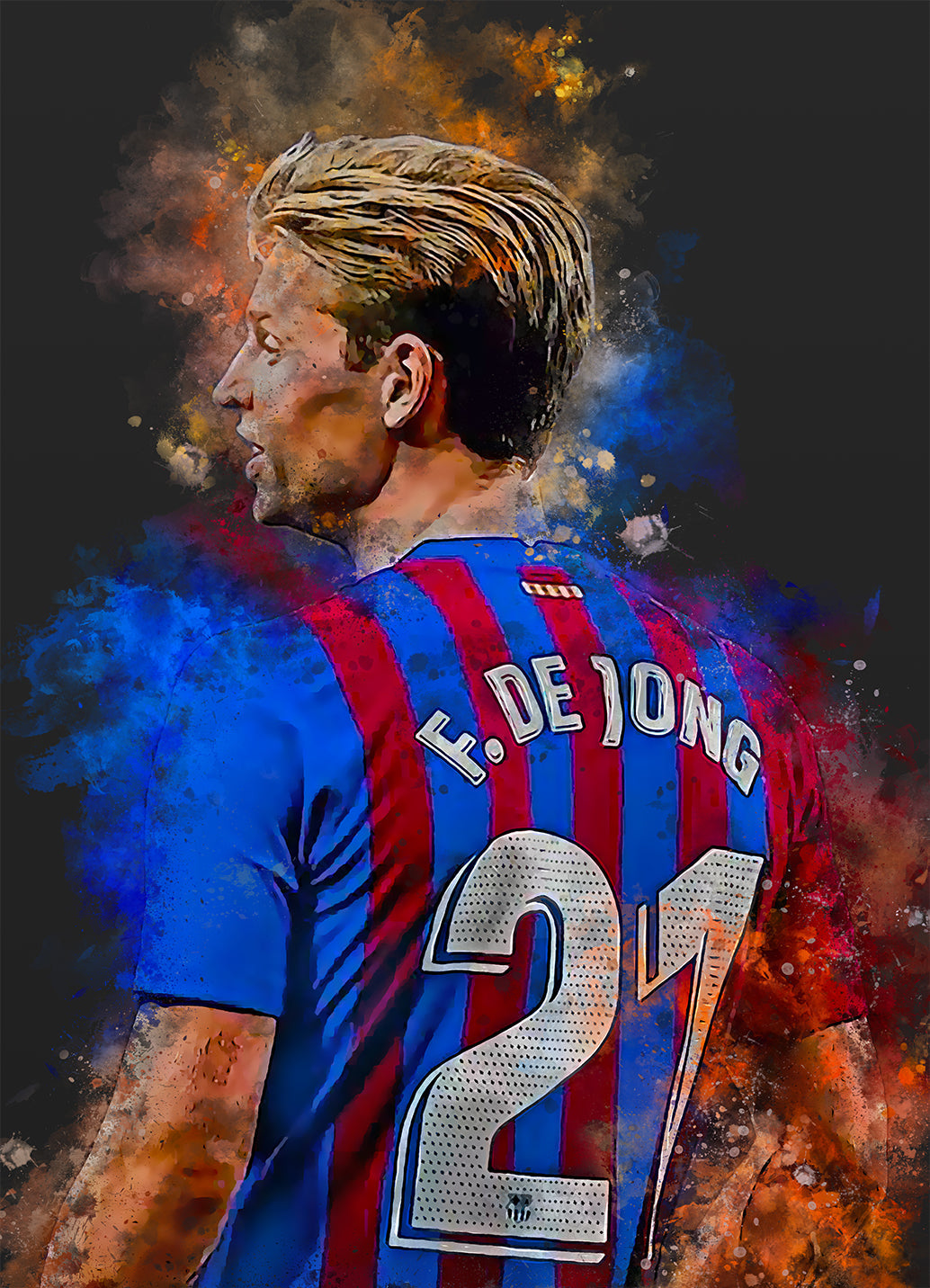 Frenkie de Jong voetbalkunst | Muurdecoratie poster | Wanddecoratie voor thuis | Kunst afdruk