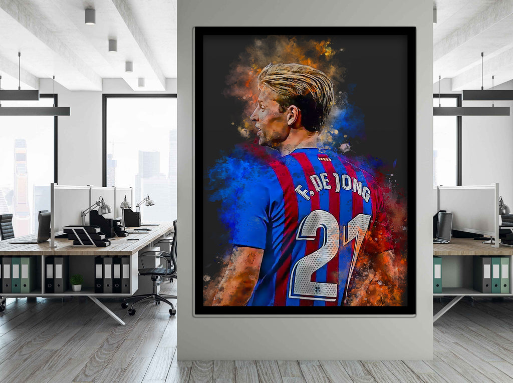 Frenkie de Jong voetbalkunst | Muurdecoratie poster | Wanddecoratie voor thuis | Kunst afdruk