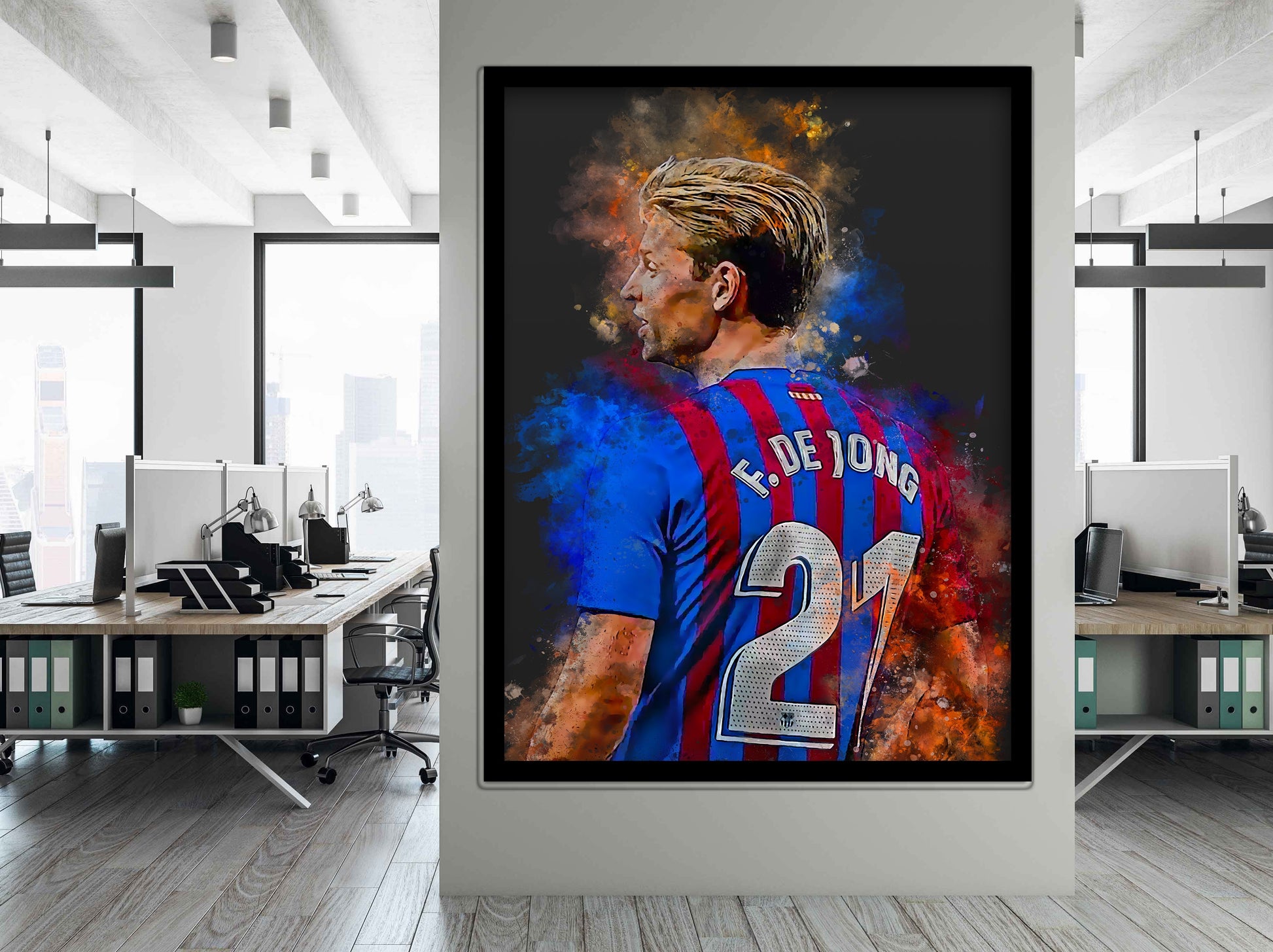 Frenkie de Jong voetbalkunst | Muurdecoratie poster | Wanddecoratie voor thuis | Kunst afdruk
