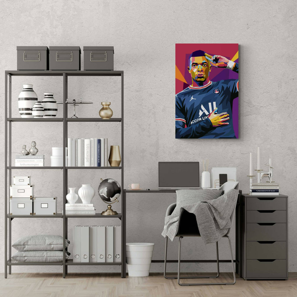 Kylian Mbappe Pop Art | Voetbal Ster Wanddecoratie | Muurdecoratie | Poster | Sport Design | Thuisdecoratie