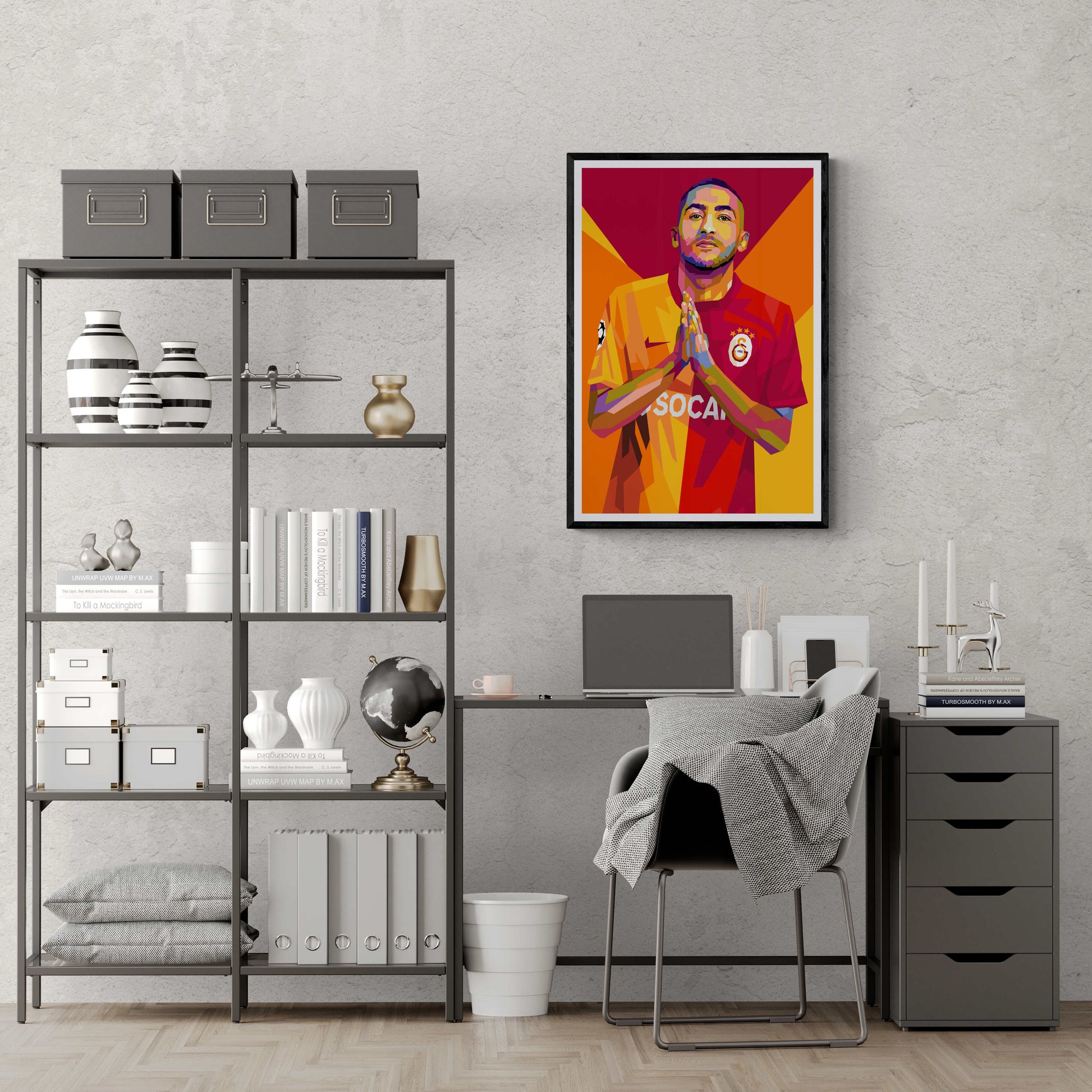Ziyech Pop Art | Futuristisch Abstracte Voetbal Ster Wanddecoratie | Muurdecoratie | Posters Kunst