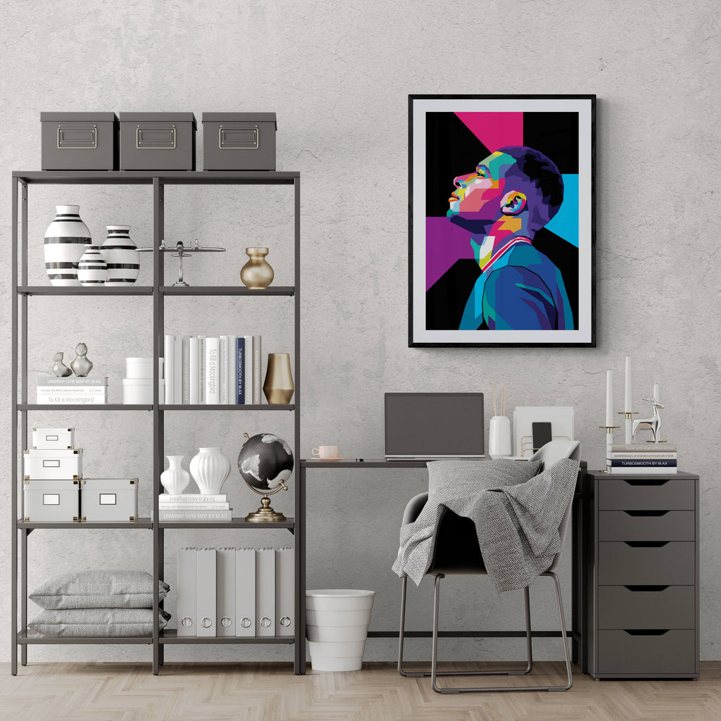 Kylian Mbappe | Pop Art Wanddecoratie | Muurdecoratie voor Huis & Tuin | Moderne Visuele Kunst | Posters