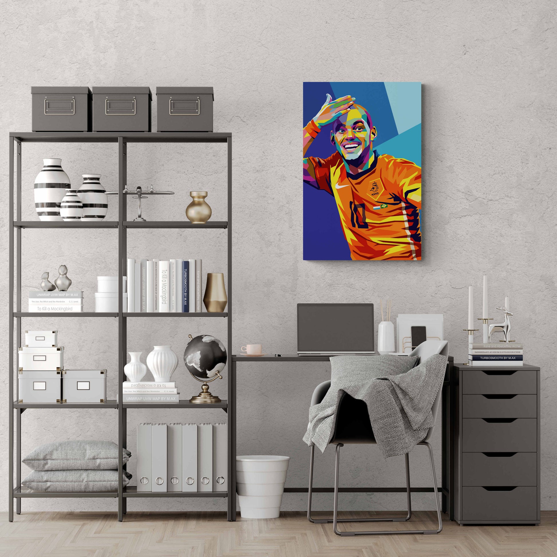 Wesley Sneijder | Poster Pop Art Stijl | Kleurrijke Muurdecoratie | Voetbal Legende Kunst | Wanddecoratie