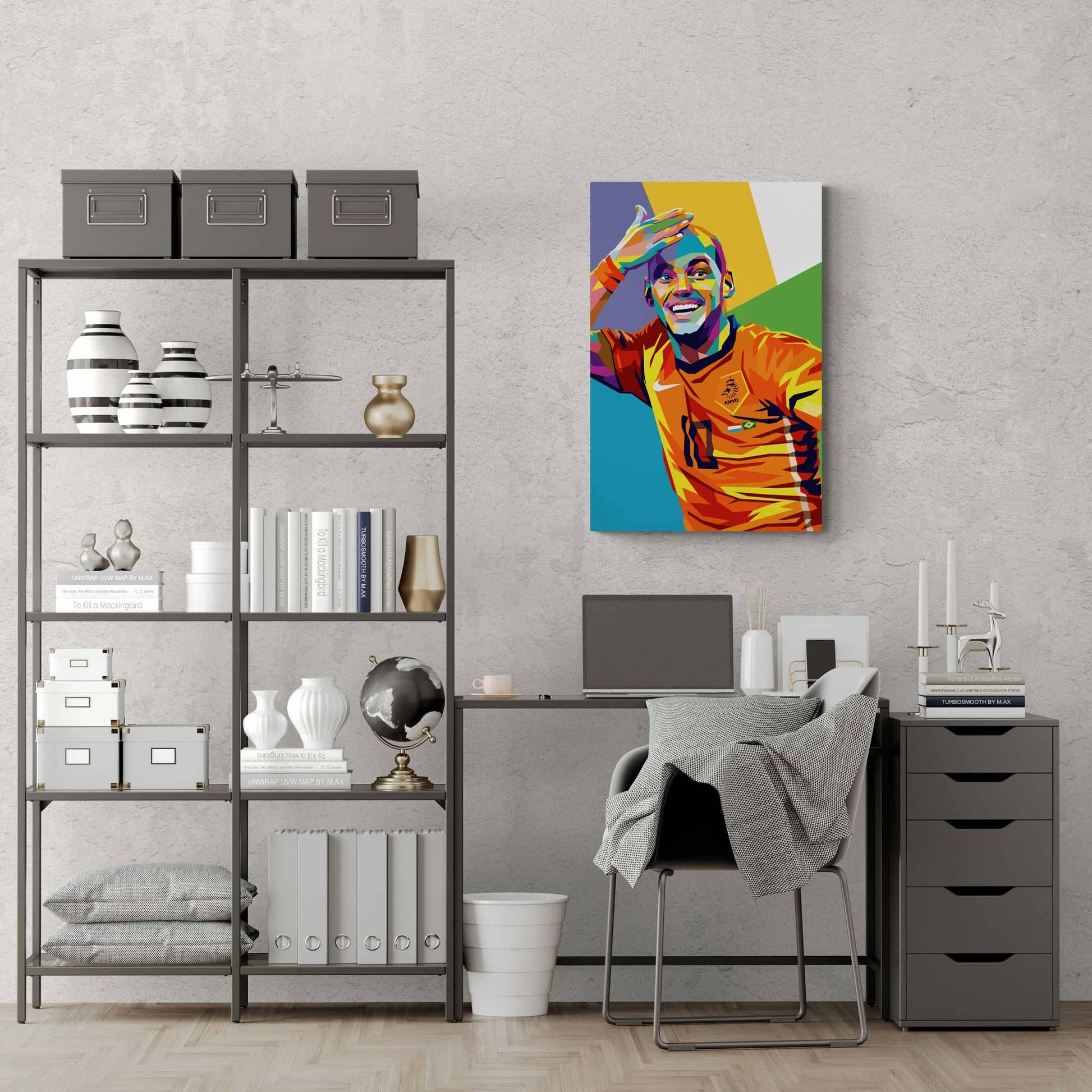 Wesley Sneijder | Poster Pop Art Stijl | Kleurrijke Muurdecoratie | Voetbal Legende Kunst | Wanddecoratie