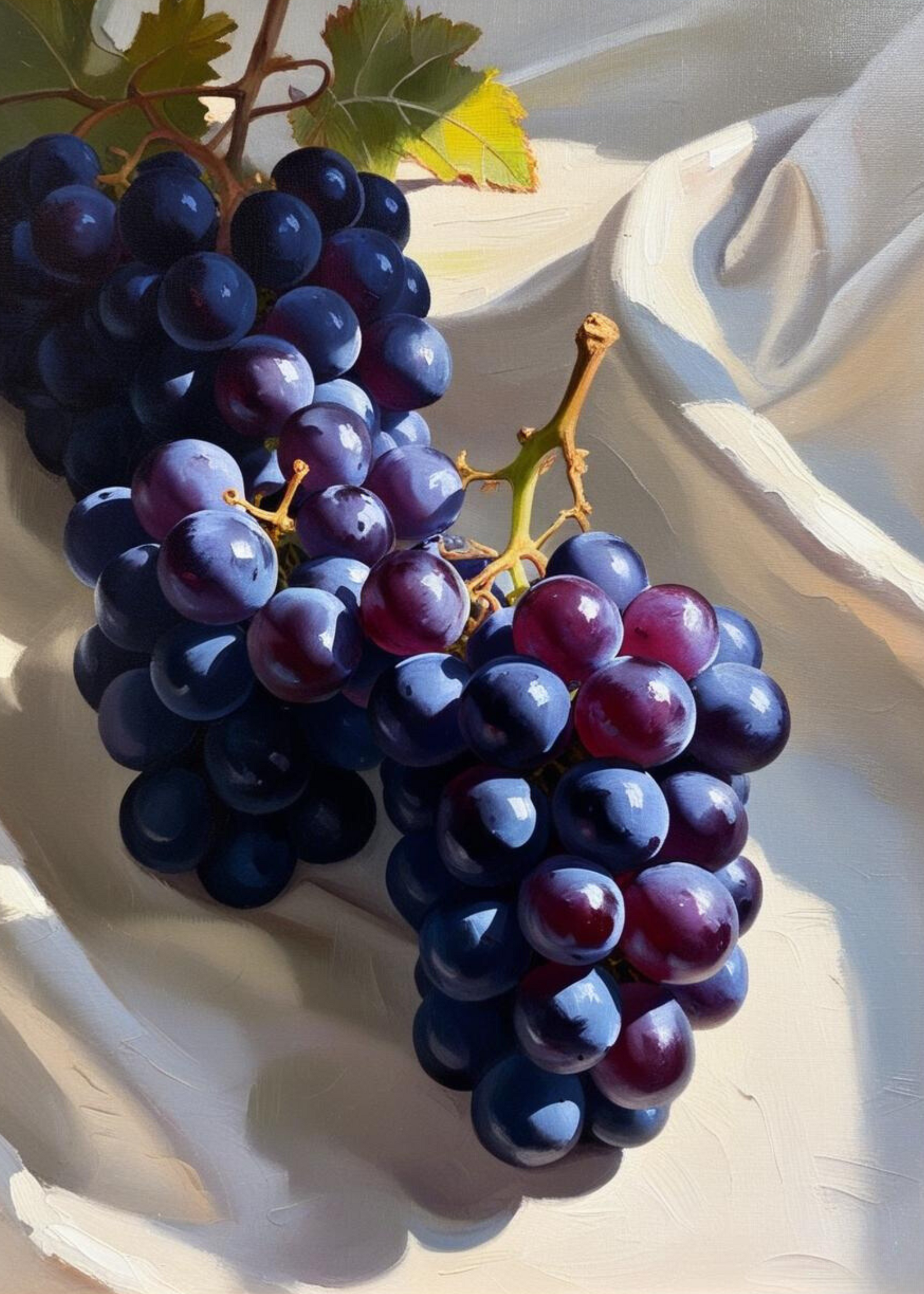 Dark Black Grapes | Elegante Muurdecoratie | Poster | Fruits Gallery Print | Wanddecoratie Kunst