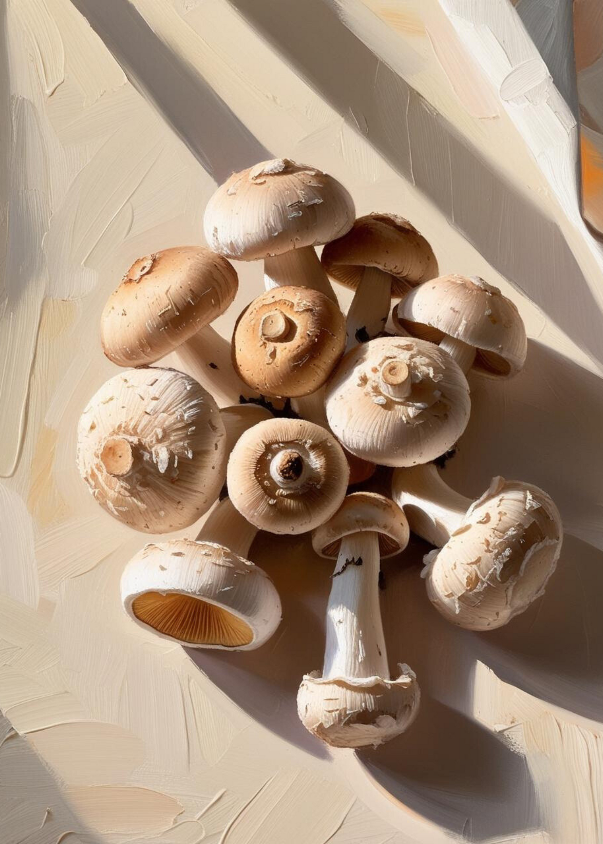 Fresh Mushrooms Artwork | Botanische muurdecoratie | Natuur-geïnspireerde wanddecoratie | Posters in huis & tuin | Visuele kunst voor woonkamer