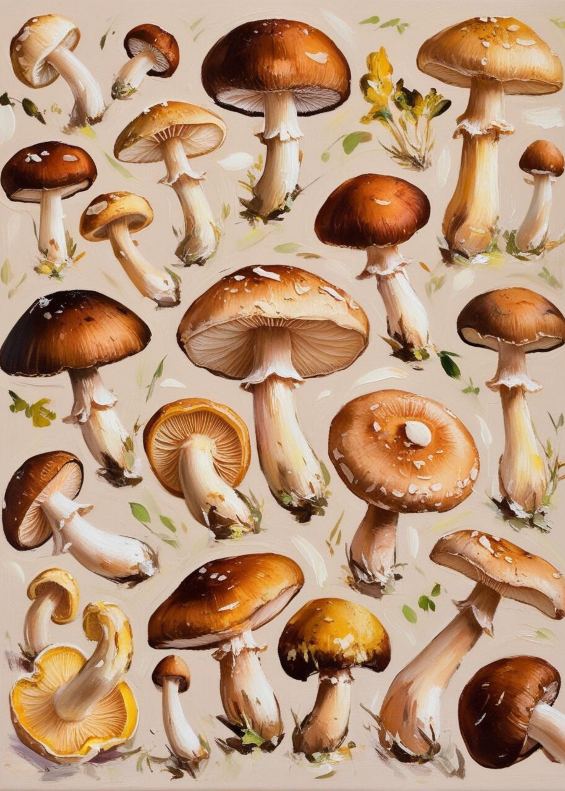 Diverse Mushroom Species | Botanische Muurdecoratie | Illustratieve Paddenstoelen Wanddecoratie | Kleurrijke Poster voor Huisdecoratie