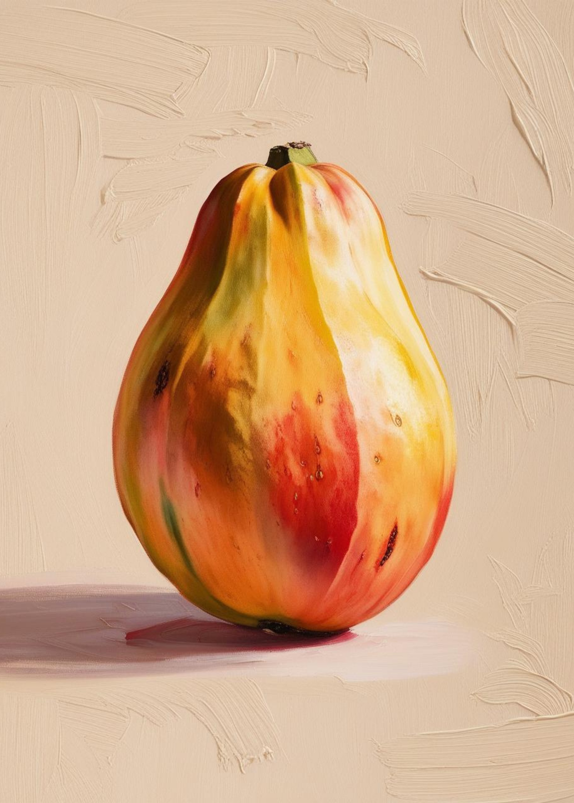Papaya Fruit Art | Botanische Muurdecoratie | Schilderij voor Thuis | Levendige Posters | Wanddecoratie Keuken | Natuurillustratie Posters