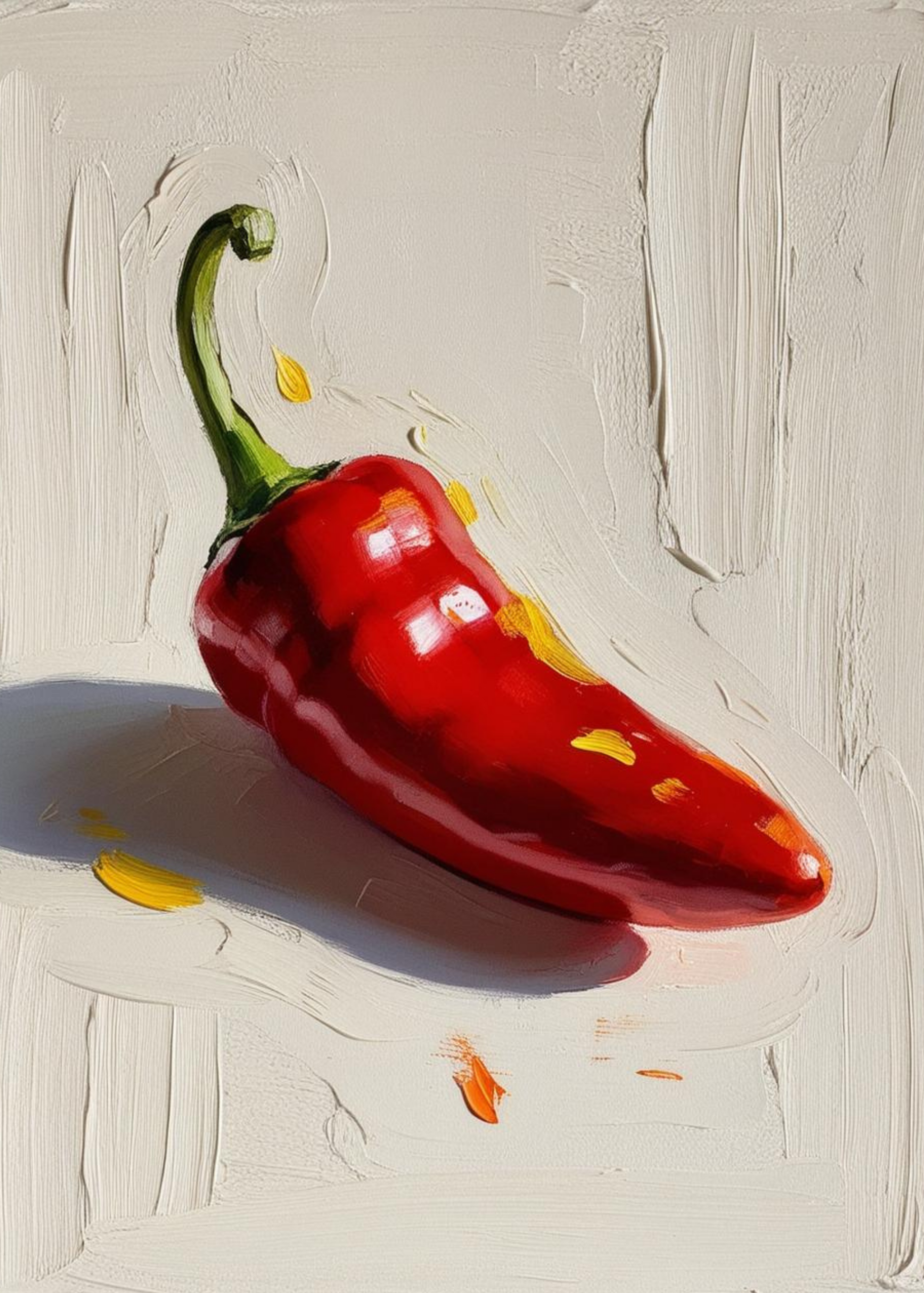 Colorful Pepper Illustration | Muurdecoratie Keuken | Botanische Print | Schilderij Groente | Moderne Wanddecoratie