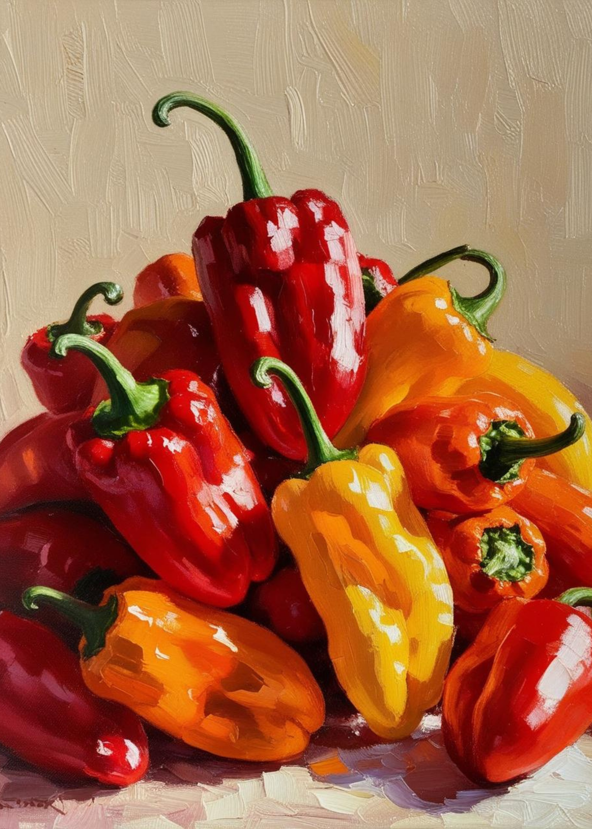 Hot Peppers Poster | Muurdecoratie Groenten | Schilderijen Madame Jeanette | Wanddecoratie Kunst