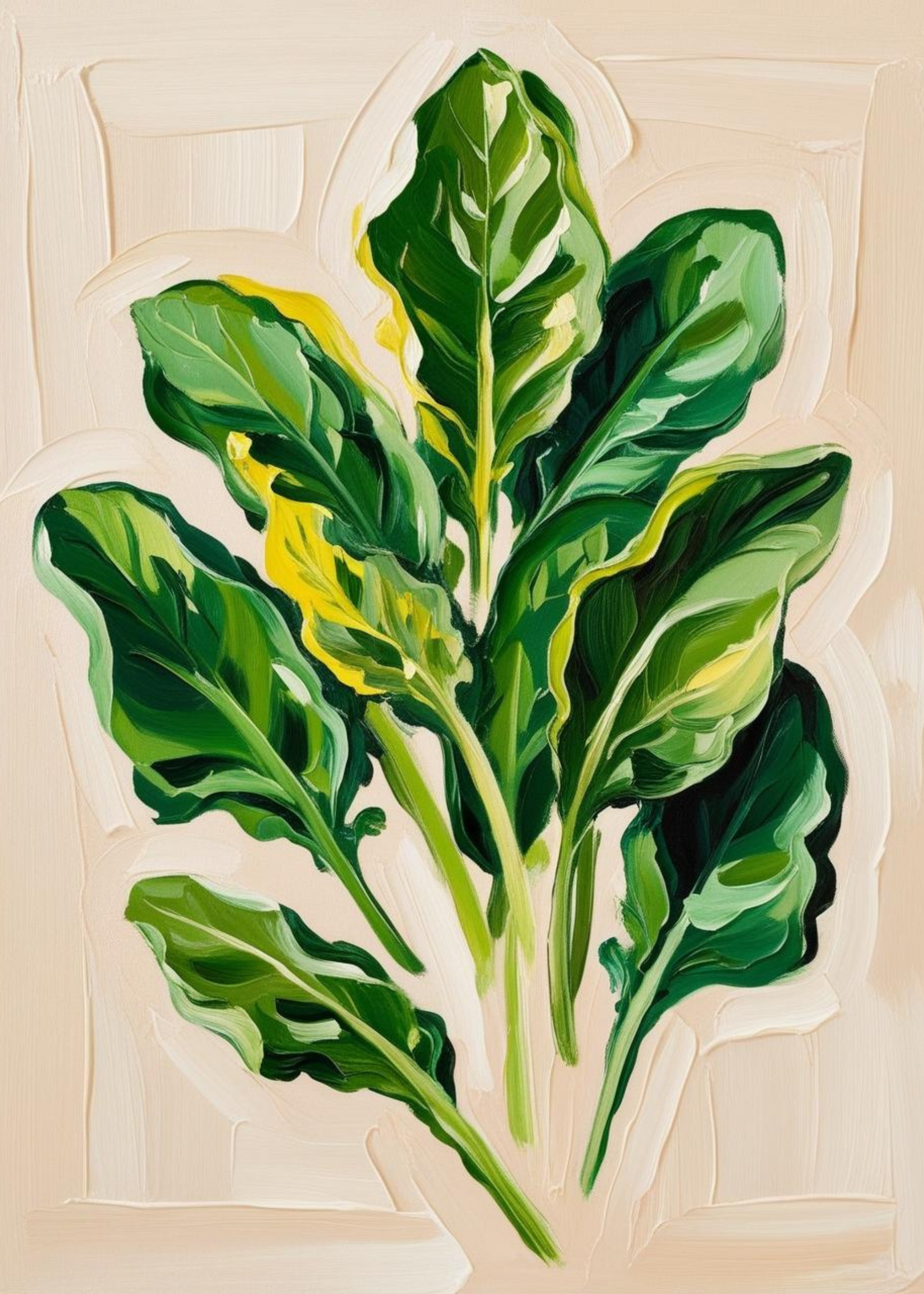 Spinach Artwork | Botanische Wanddecoratie | Groene Kunst | Muurdecoratie Keuken | Posters