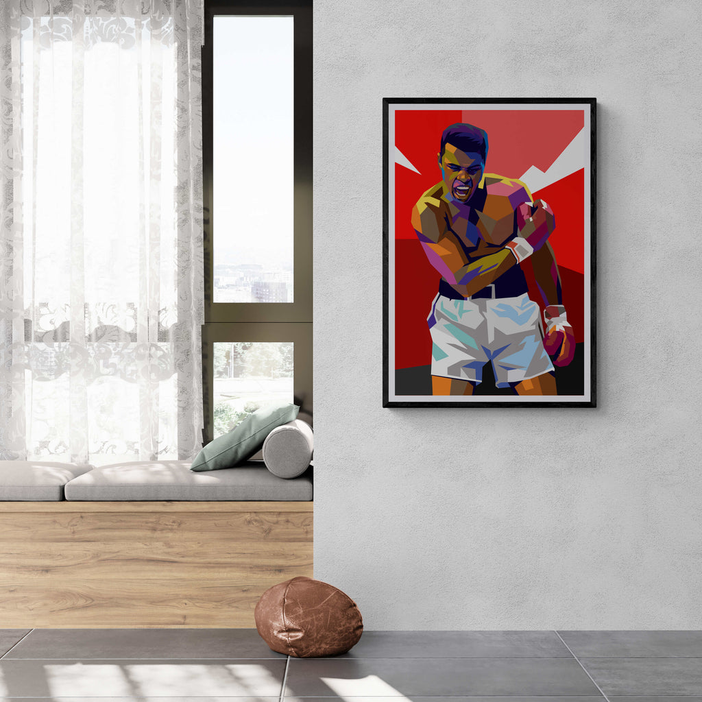 Ali Pop Art | Iconic Boxer | Muurdecoratie Posters | Wanddecoratie Kunst | Vibrant Colors Schilderijen