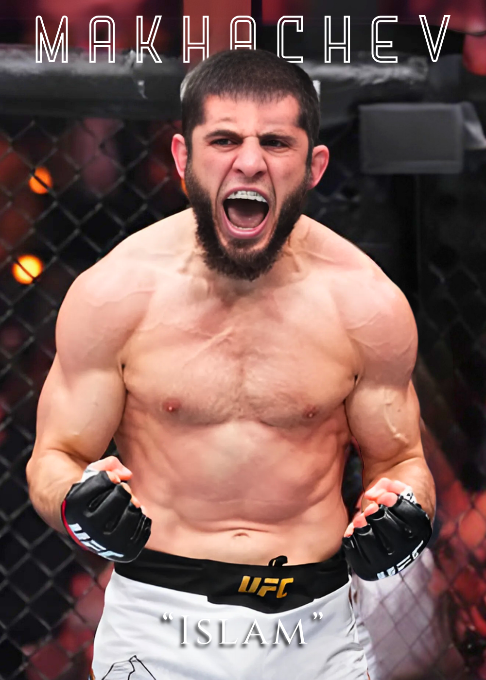Islam Makhachev UFC Poster | MMA Wanddecoratie | Lichtgewicht Kampioen Muurdecoratie | Posters Art