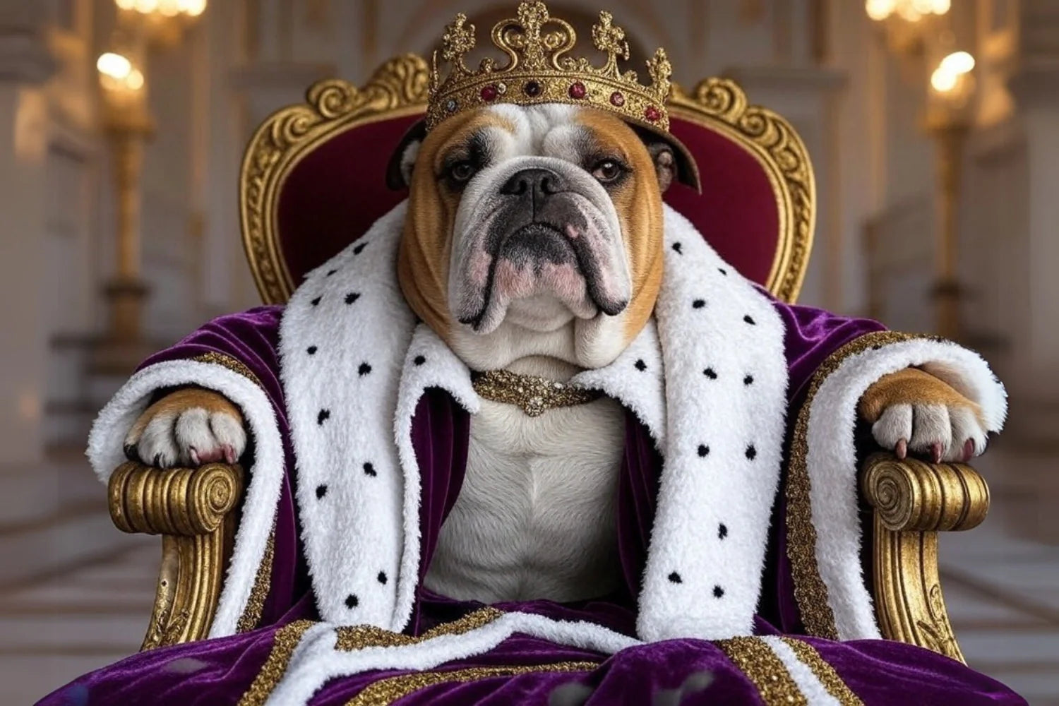 Imperial Bulldog Monarch | Muurdecoratie met Bulldog | Velvet Robe & Crown Wanddecoratie | Posters