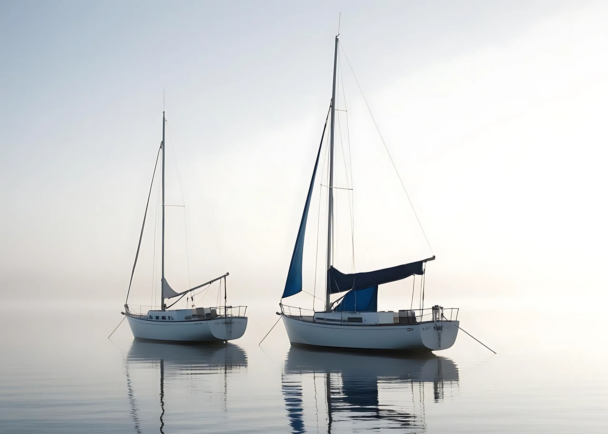 Two Fishing Boats in Sunrise | Wanddecoratie | Muurdecoratie Schilderijen | Landschap Poster