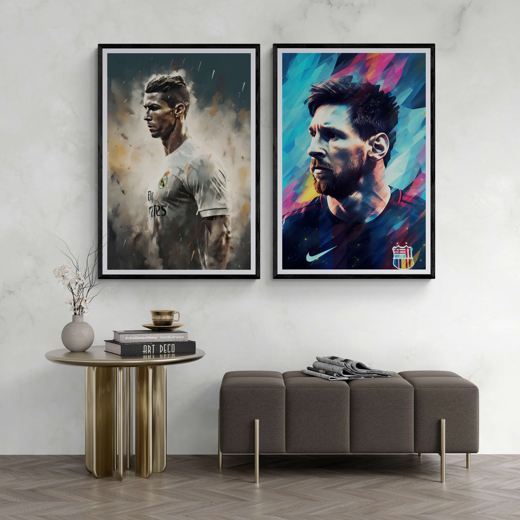 Cristiano Ronaldo | Abstracte Muurdecoratie | Regen Kunst Poster | Voetbal Wanddecoratie | Modern Schilderij