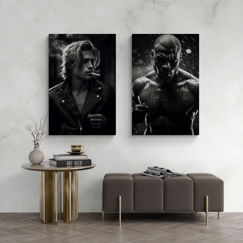 Boxing Scene | Poster | Muurdecoratie | Zwart-Wit Schilderijen | Wanddecoratie | Canvas Kunst