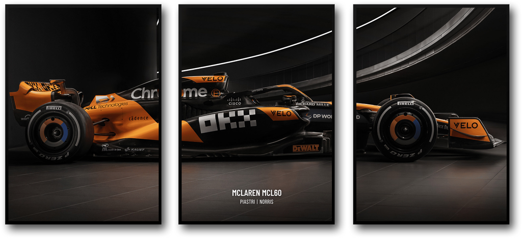 3-delige wanddecoratie | McLaren F1-autoposterset | Modern racedesign | Oscar Prastri-poster | Formule 1-wanddecoratie | Lando Norris | Woondecoratie F1-liefhebber cadeau
