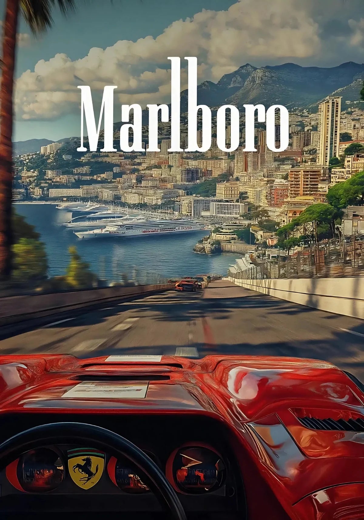 Vintage F1 Poster | Muurdecoratie Monaco Grand Prix | Ferrari 512 TR | Wanddecoratie POV Monte Carlo | Racing Kunst