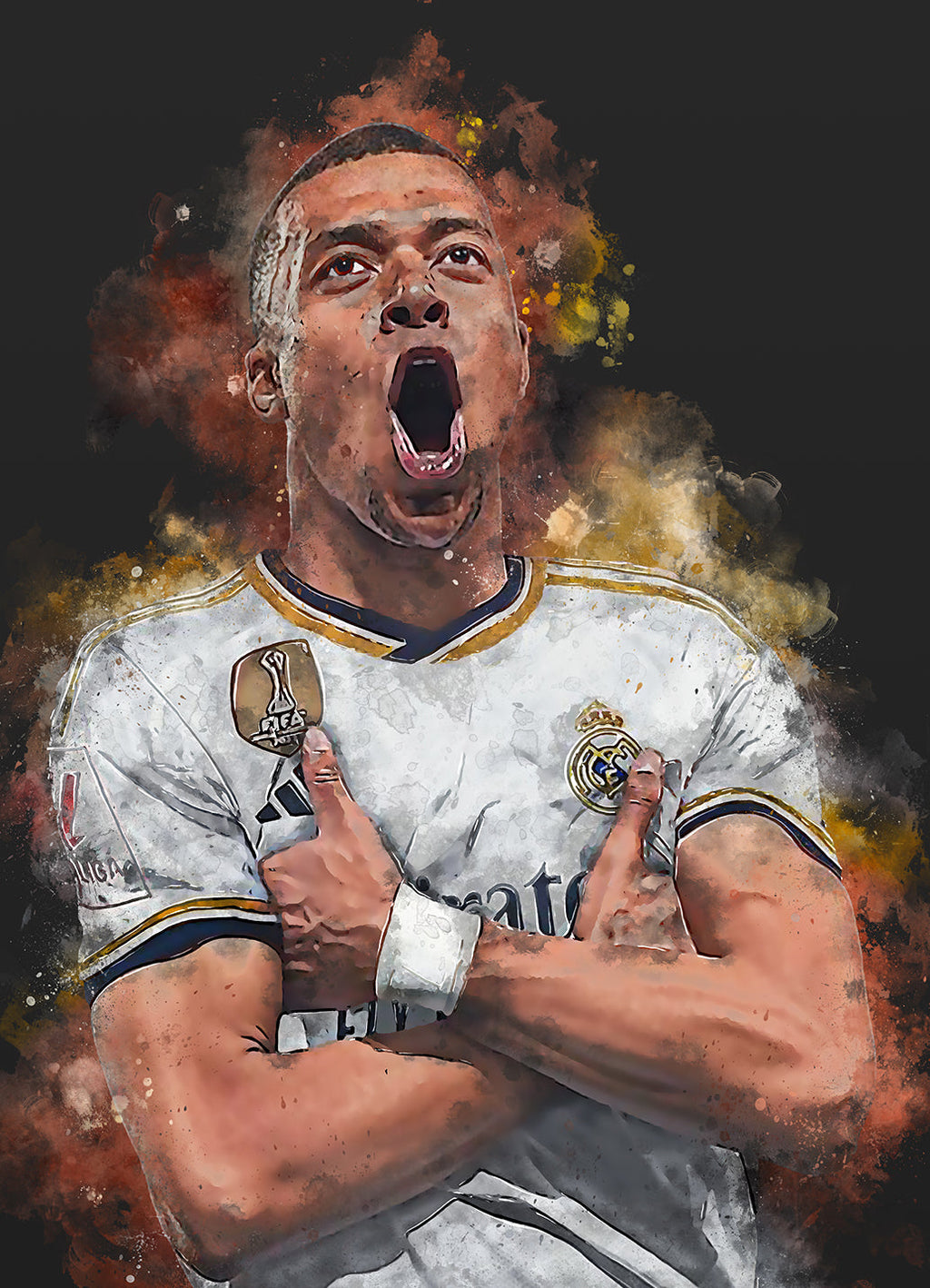Mbappe | Voetbal poster | Wanddecoratie sport | Muurdecoratie voetbal | Canvas kunst