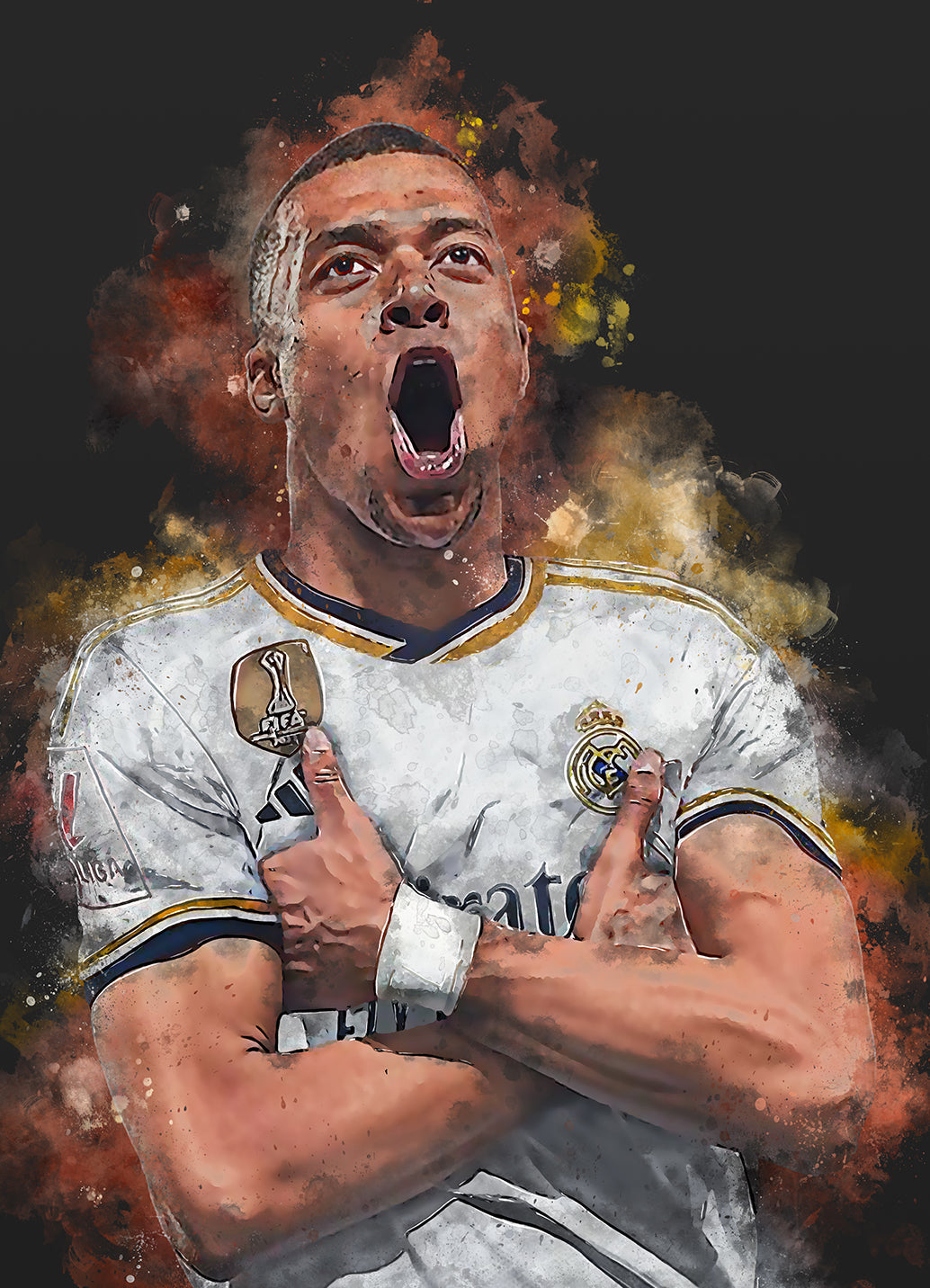Mbappe | Voetbal poster | Wanddecoratie sport | Muurdecoratie voetbal | Canvas kunst