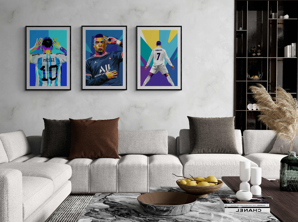 Cristiano Ronaldo Pop Art | Kleurrijke Voetbalicoon Muurdecoratie | Kunst Poster Wanddecoratie