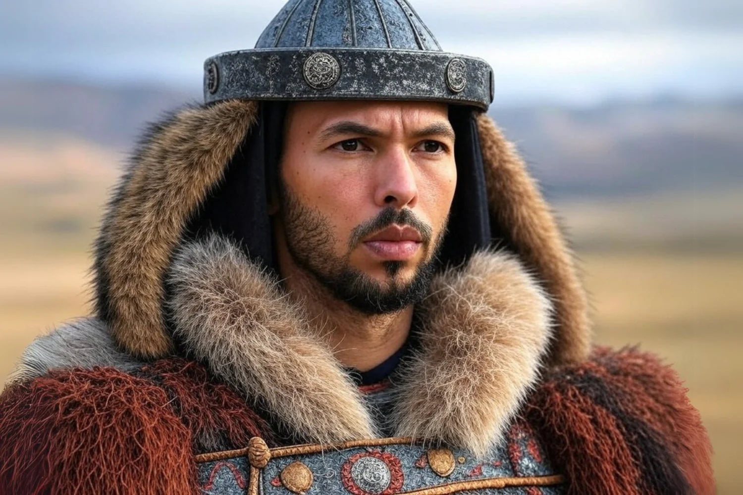 Warrior's Gaze | Andrew Tate | Wanddecoratie | Historisch Portretposter | Mongoolse Krijger | Muurdecoratie