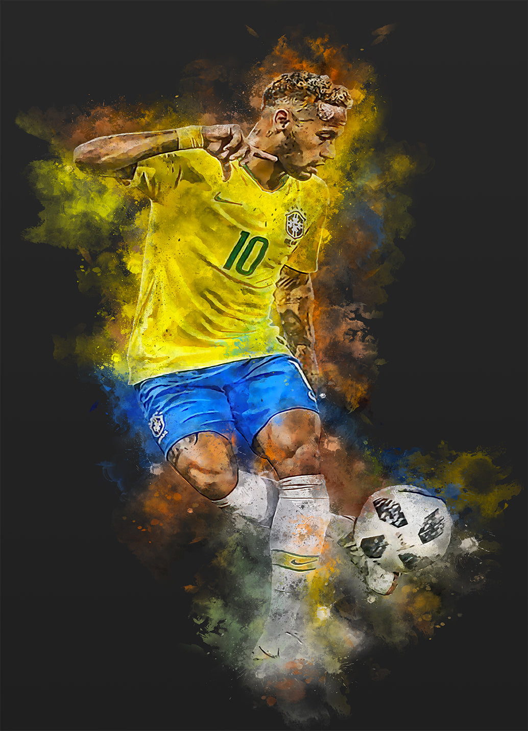 Neymar Jr Voetbal Poster | Muurdecoratie | Wanddecoratie | Posters | Schilderijen | Canvas Kunst