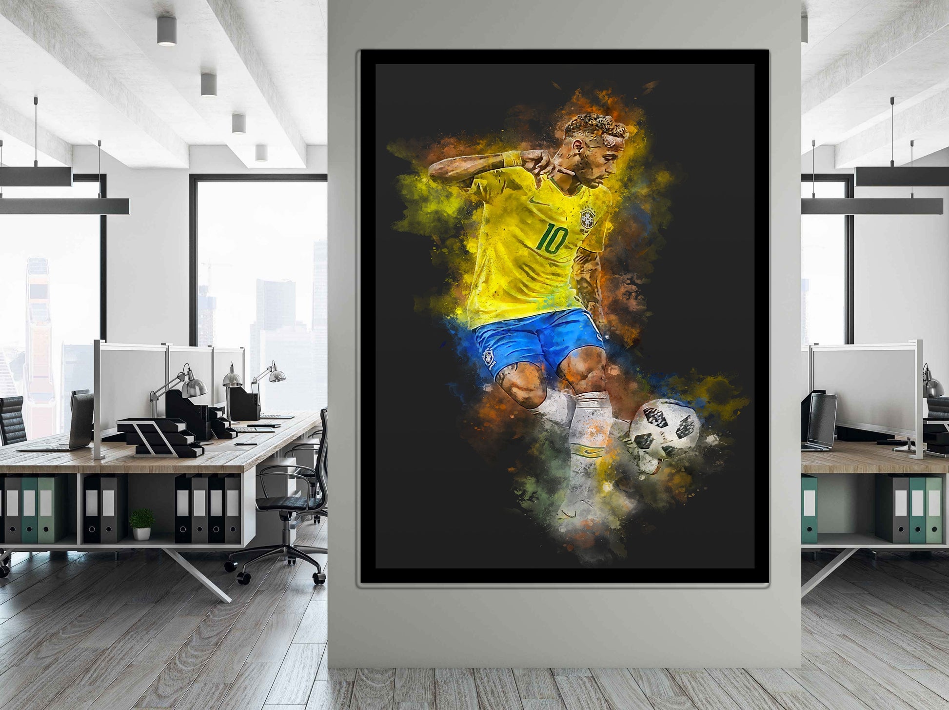 Neymar Jr Voetbal Poster | Muurdecoratie | Wanddecoratie | Posters | Schilderijen | Canvas Kunst