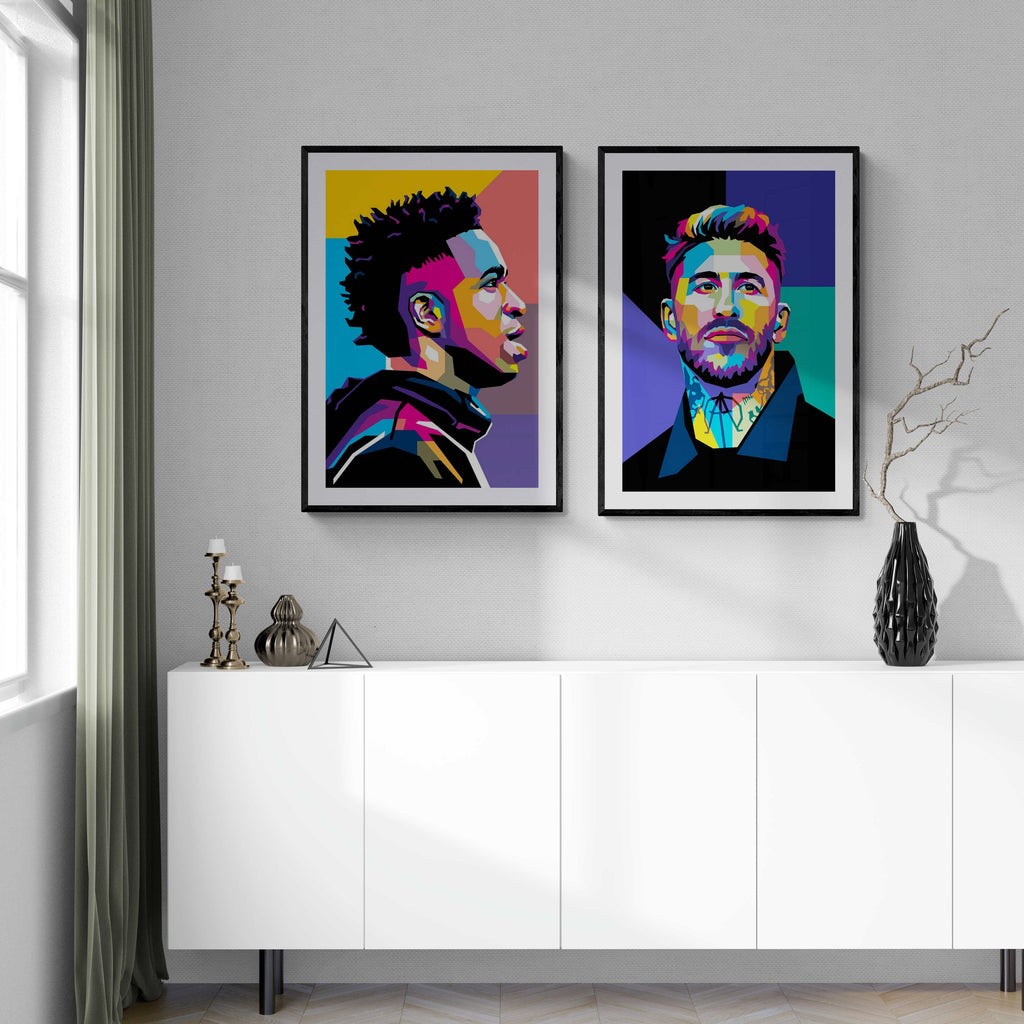 Vini Jr WPAP | Kleurrijke Sport Posters | Muurdecoratie Illustratie | Wanddecoratie Portret Print