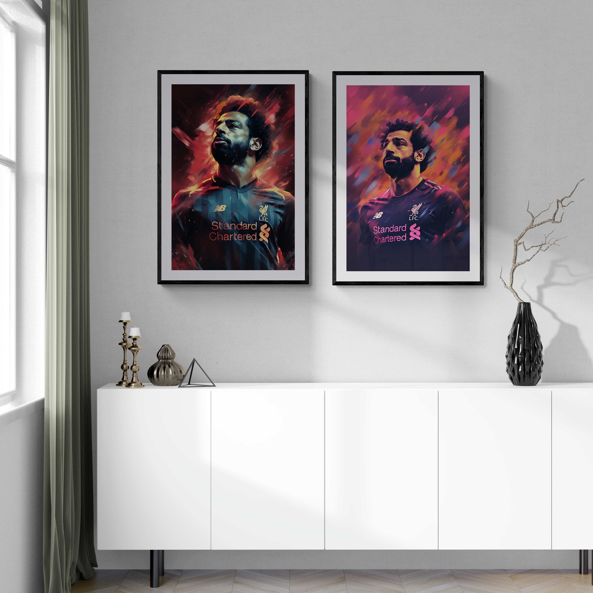 Mo Salah Abstract Poster | Rood Abstracte Muurdecoratie | Voetbal Kunst Afdruk | Wanddecoratie Huis
