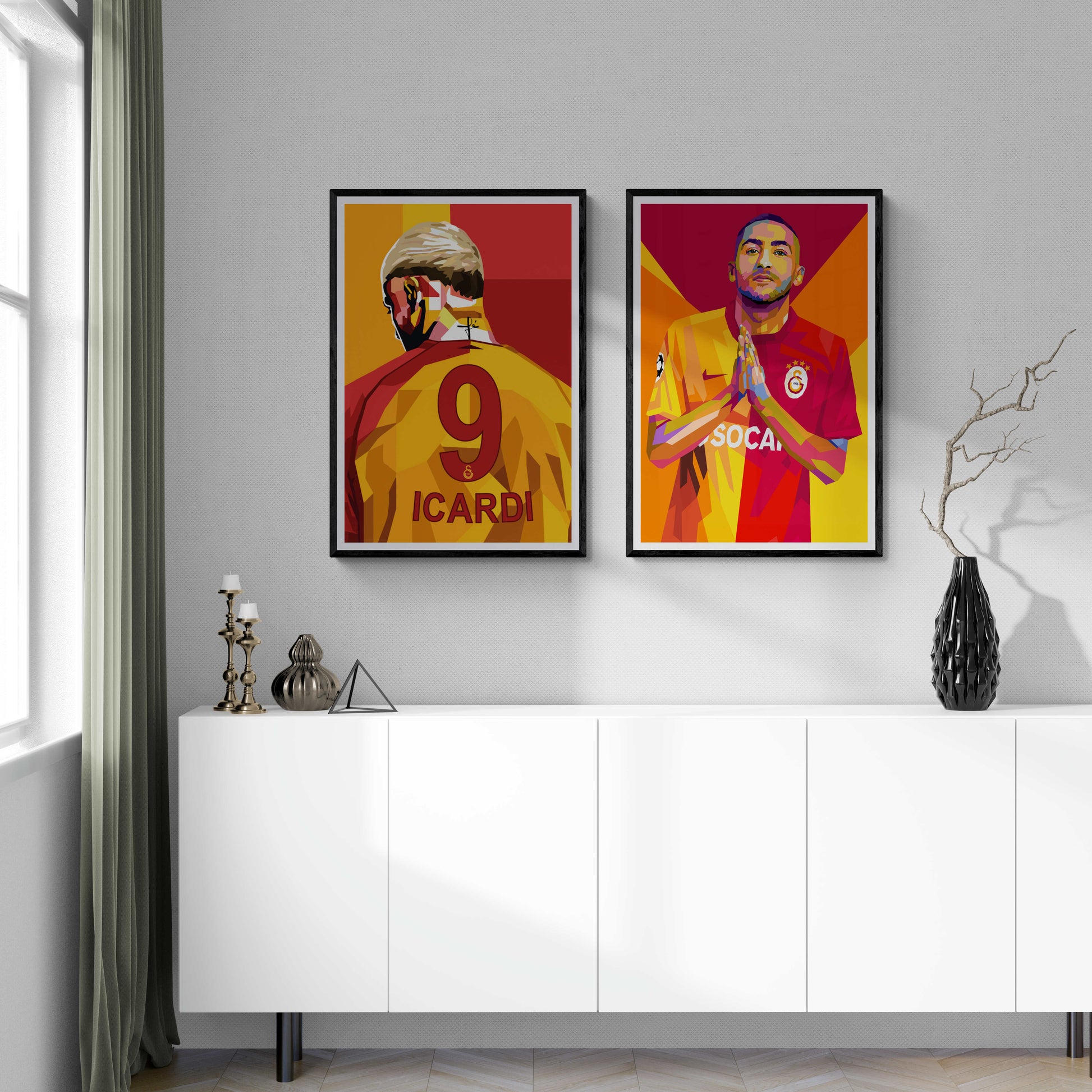 Ziyech Pop Art | Futuristisch Abstracte Voetbal Ster Wanddecoratie | Muurdecoratie | Posters Kunst