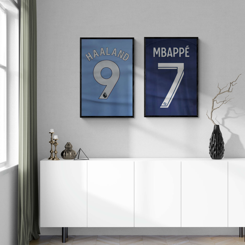 Erling Haaland Poster | Voetbalheld Muurdecoratie | Rugnummer Ontwerp | Sportieve Wanddecoratie