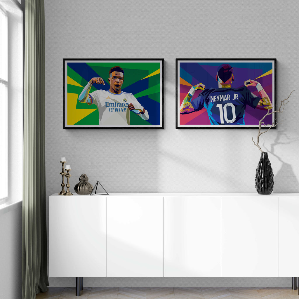 Vinicius Jr Poster | Iconische Voetbal Muurdecoratie | Wanddecoratie voor Huis | Voetballer Posters