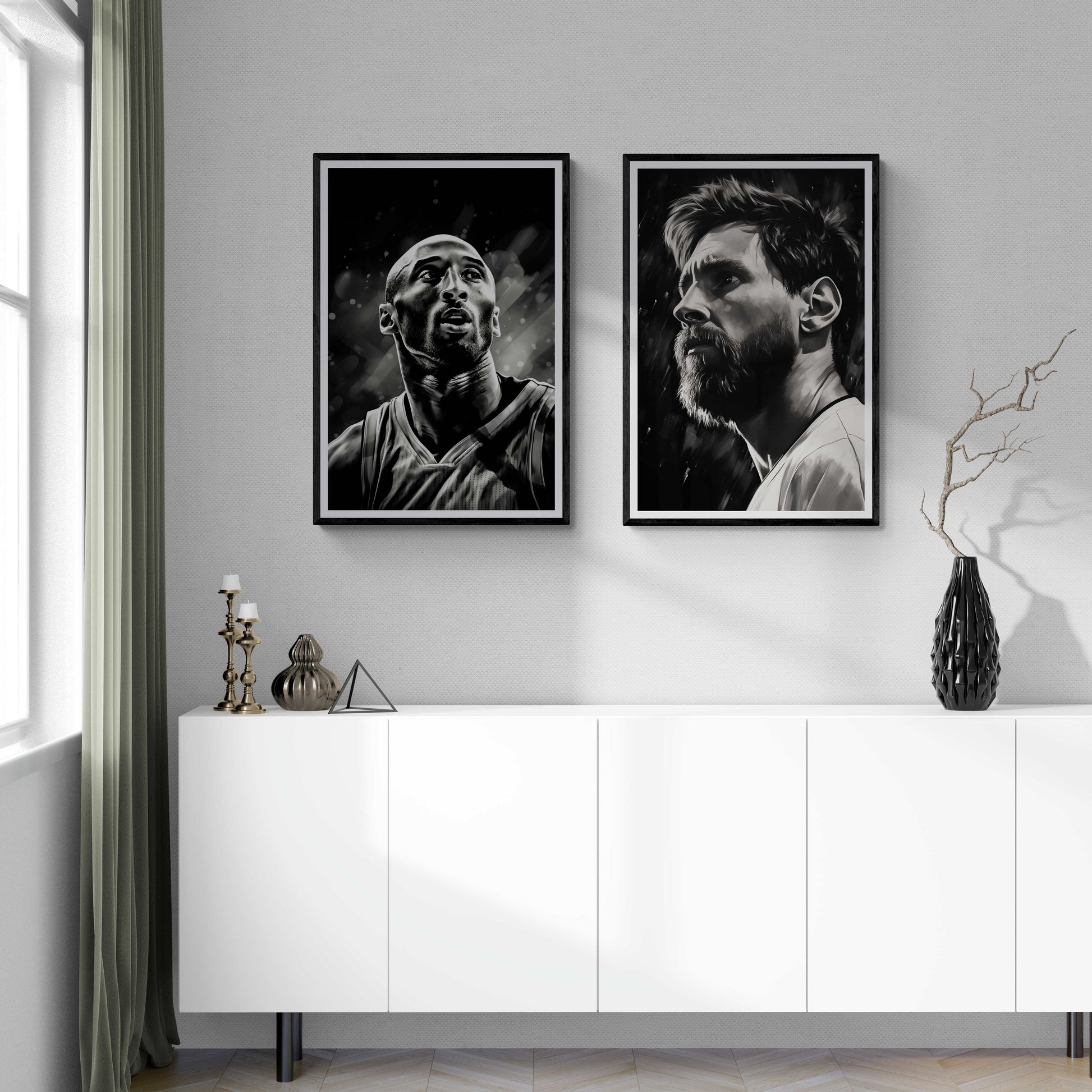 Kobe Bryant | Zwart-wit Poster | Iconisch Basketbal Muurdecoratie | Hoge Kwaliteit | Wanddecoratie
