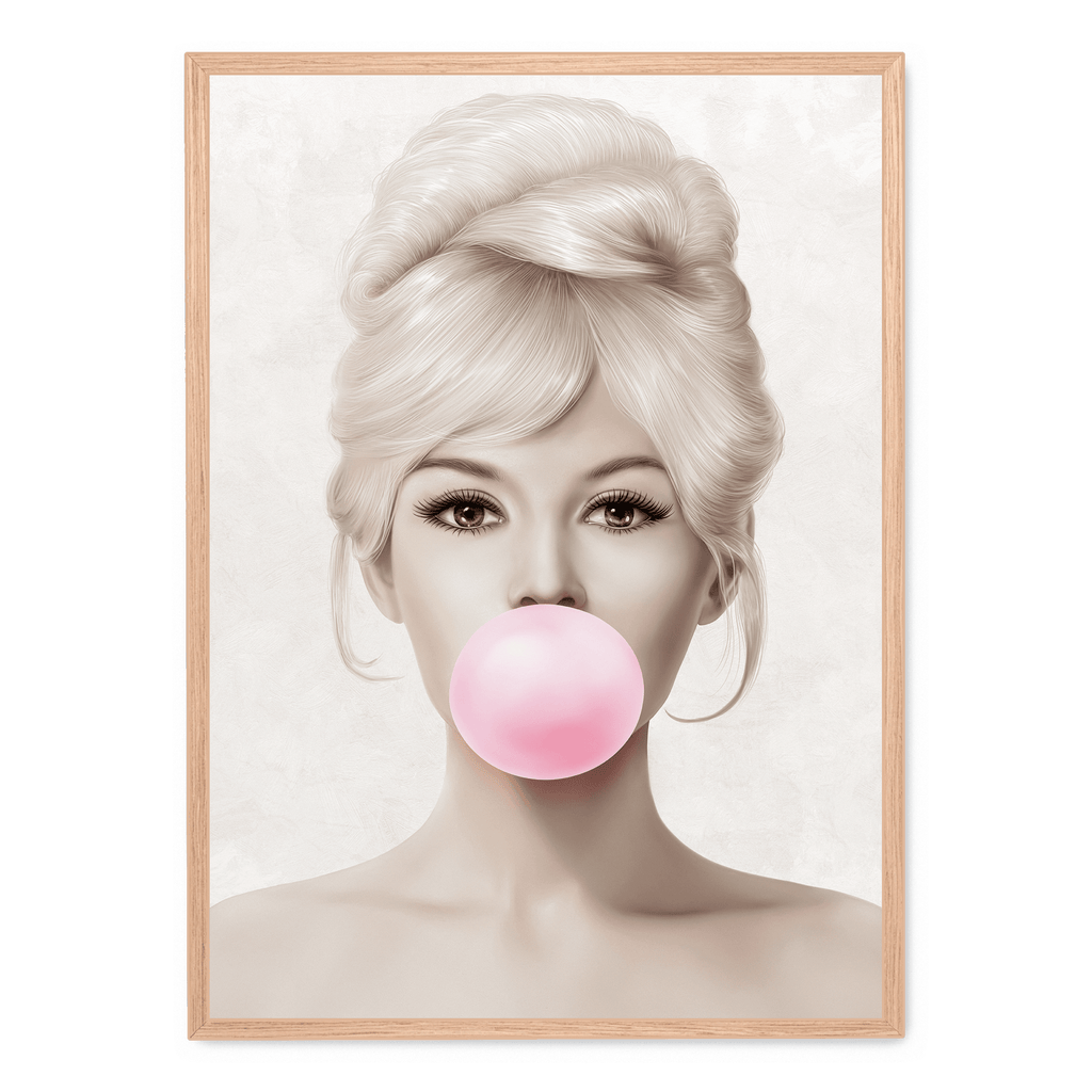 Brigitte Bardot Retro Pop Art | Bubblegum Pink | Iconische Muurdecoratie | Stijlvolle Wanddecoratie | Verzamelaars Poster
