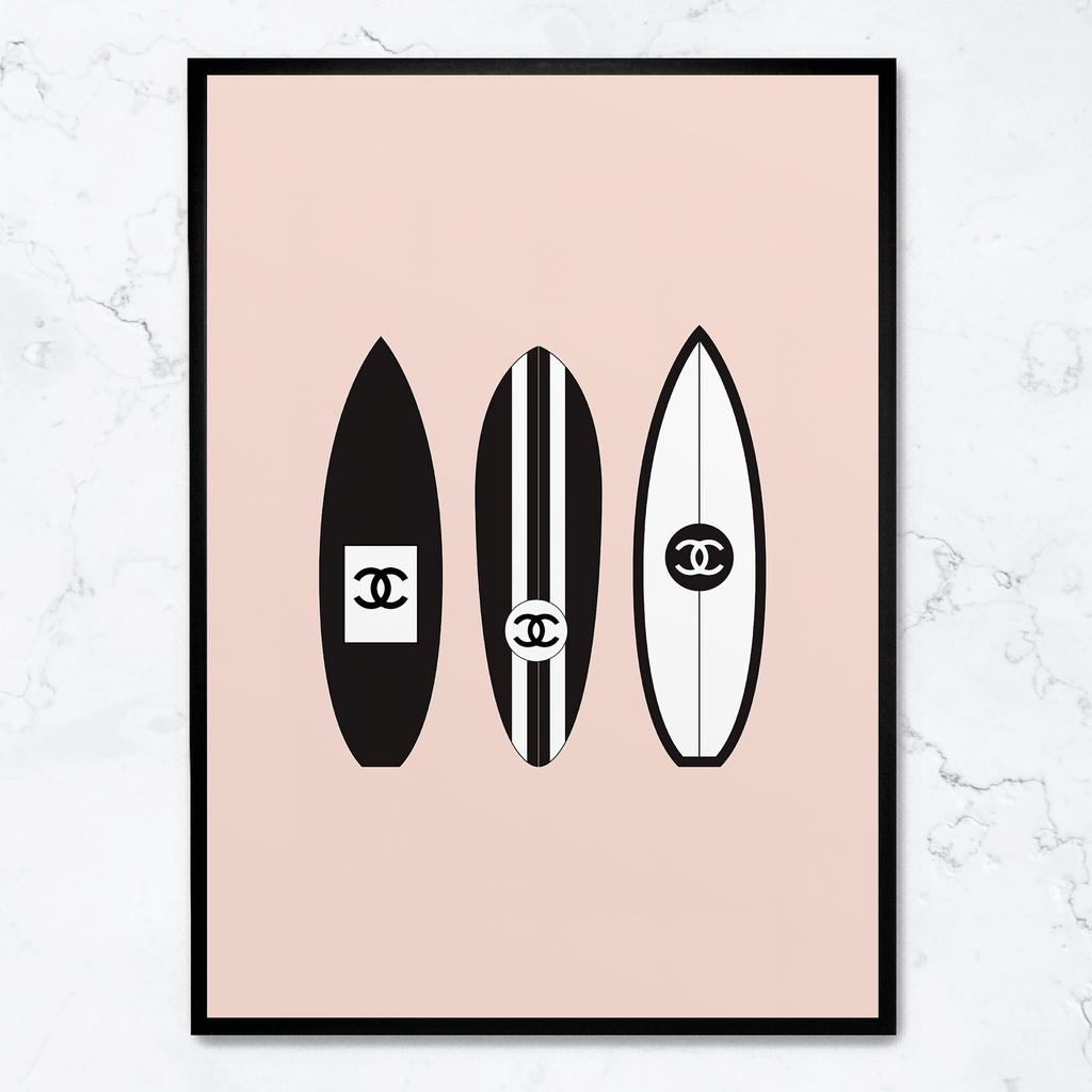 Chanel Surfboard Art | Vintage Muurdecoratie | Luxe Wanddecoratie | Fashion Posters | Schilderijen