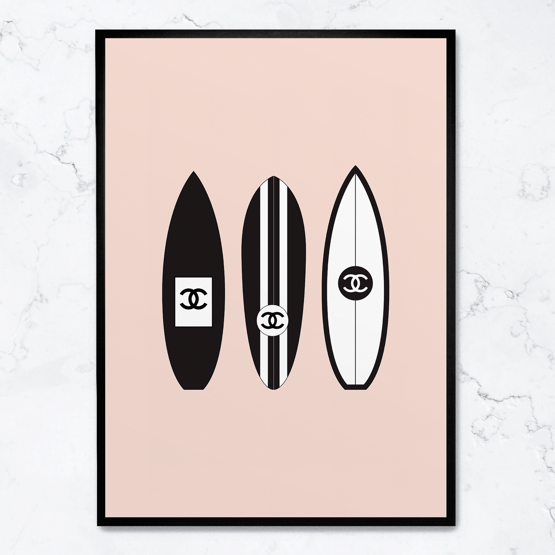 Chanel Surfboard Art | Vintage Muurdecoratie | Luxe Wanddecoratie | Fashion Posters | Schilderijen