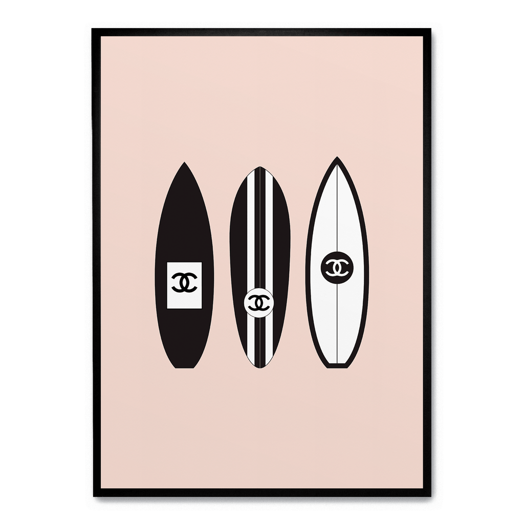 Chanel Surfboard Art | Vintage Muurdecoratie | Luxe Wanddecoratie | Fashion Posters | Schilderijen