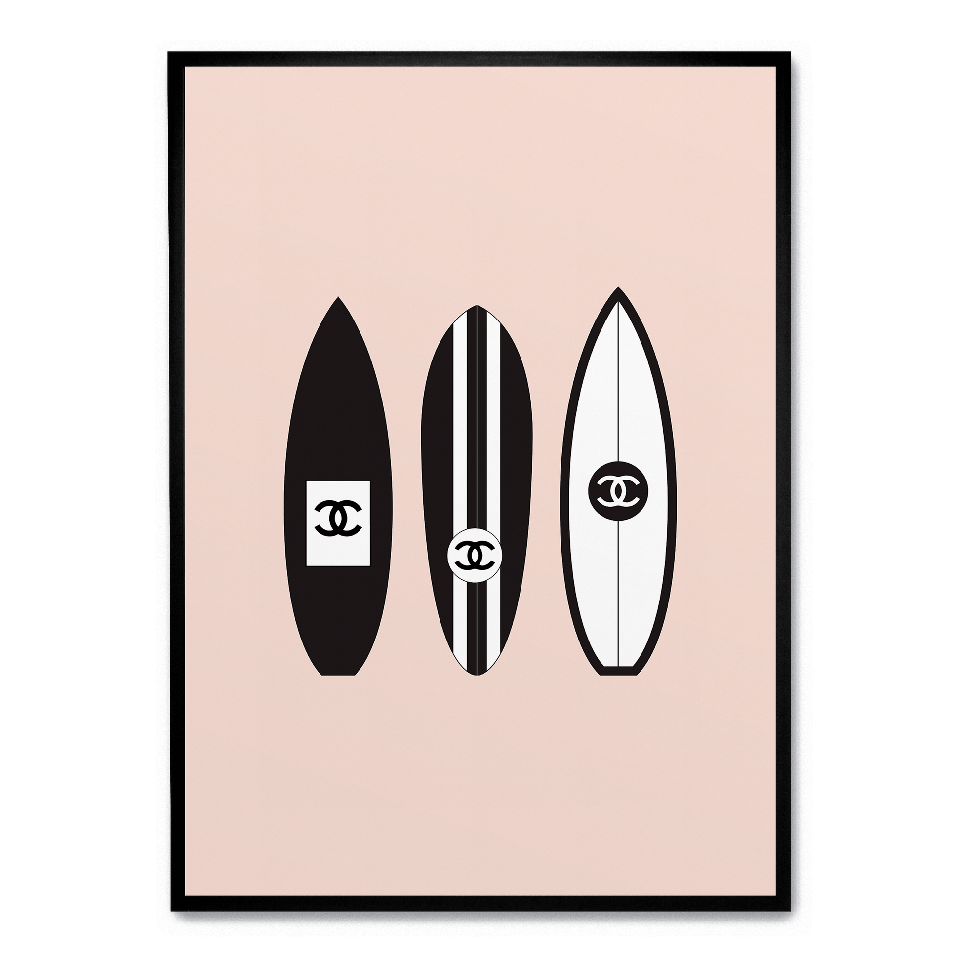 Chanel Surfboard Art | Vintage Muurdecoratie | Luxe Wanddecoratie | Fashion Posters | Schilderijen