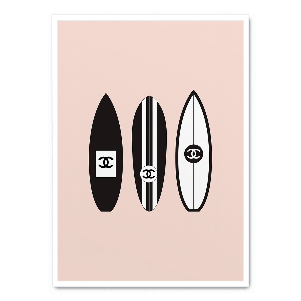 Chanel Surfboard Art | Vintage Muurdecoratie | Luxe Wanddecoratie | Fashion Posters | Schilderijen